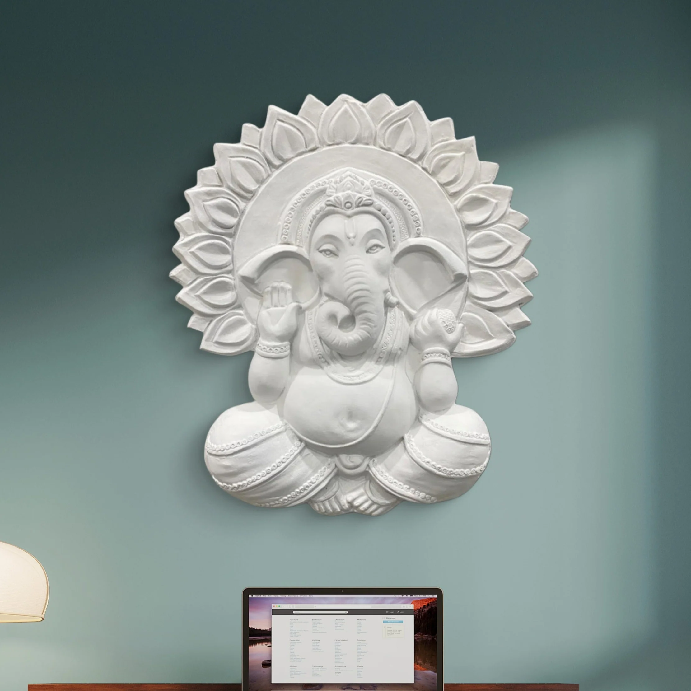 2.3x2 Feet | Surya Ganesha 3D Relief Wall Sculpture | Handcrafted Sun Design Mural Art | Gold, Bronze & White Finishes | Ready-to-Hang Home Décor - Image 6