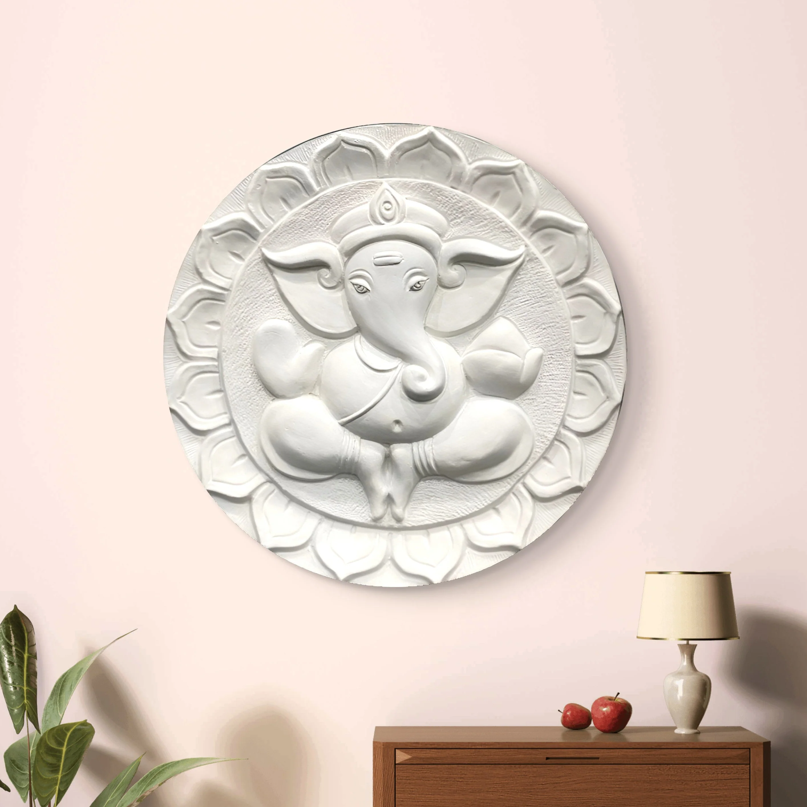 21x21 inch | Ganesha Round 3D Relief Wall Mural | Handcrafted Wall Sculpture | Ready to Hang - Image 3