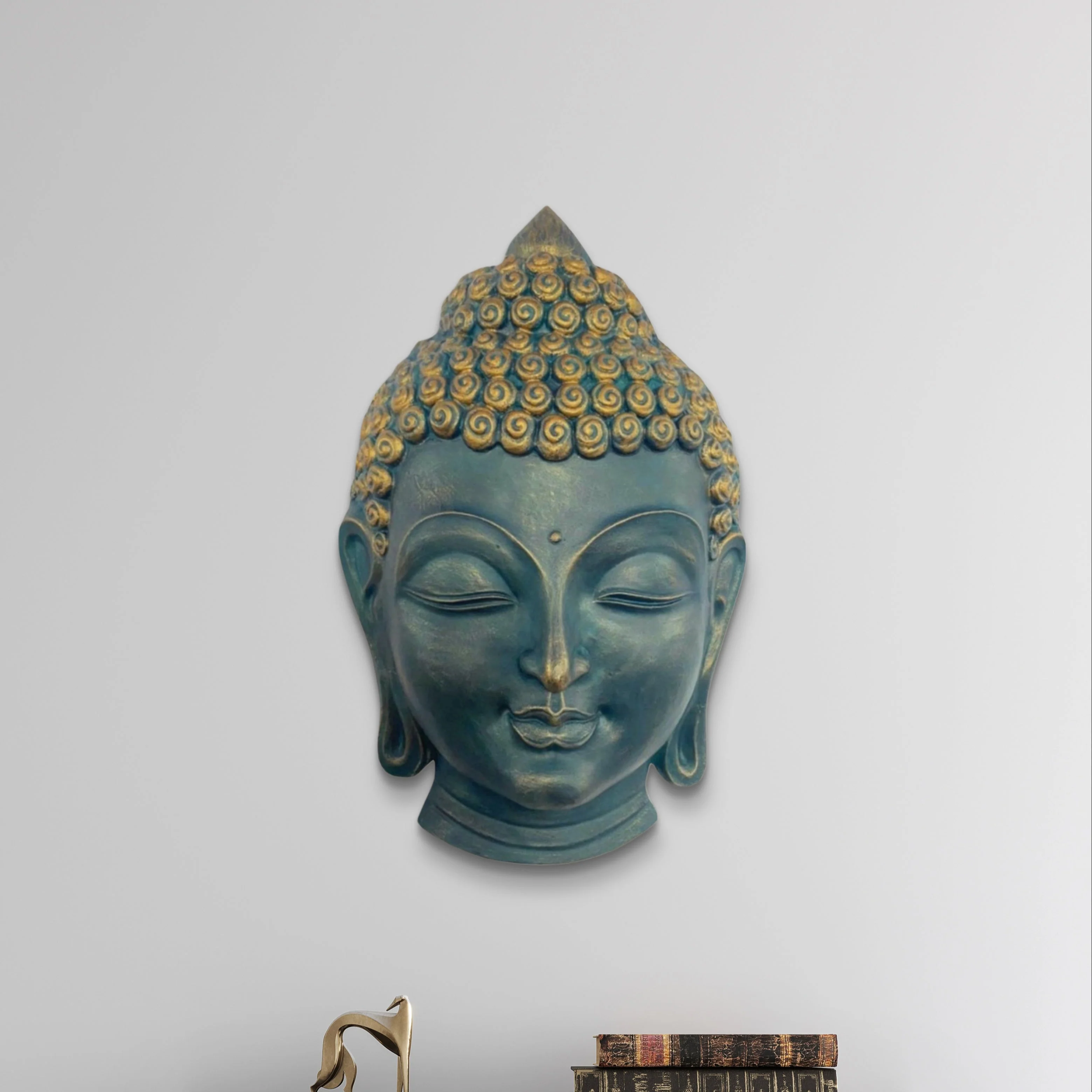 27.5x17 inch | Buddha Face 3D Wall Mural | Handcrafted Relief Sculpture | Ready to Hang - Image 2
