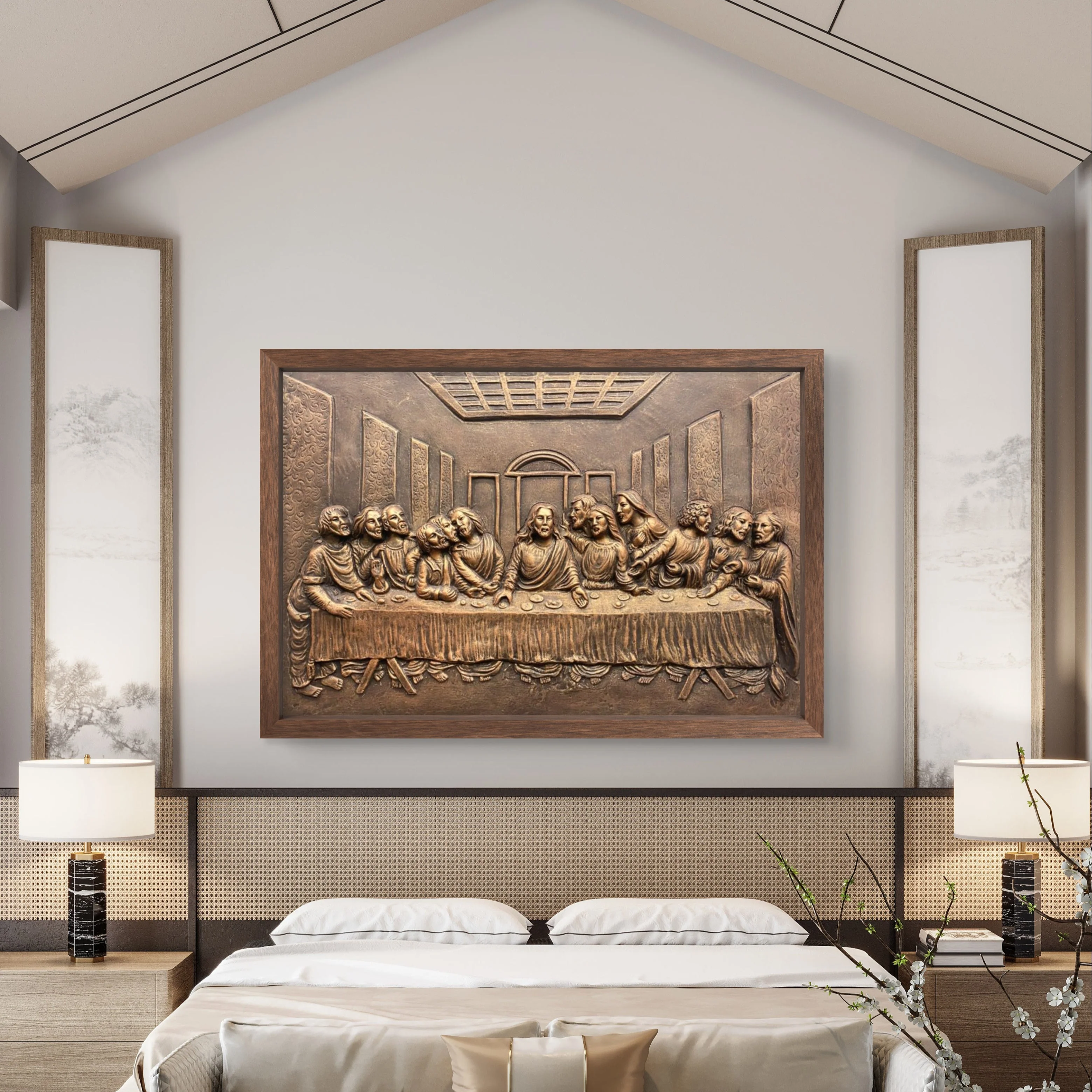 2x3 Feet | The Last Supper 3D Relief Wall Sculpture | Artistic Jesus & Disciples Mural | Gold & Bronze Finishes | Framed & Unframed Ready-to-Hang Décor - Image 3