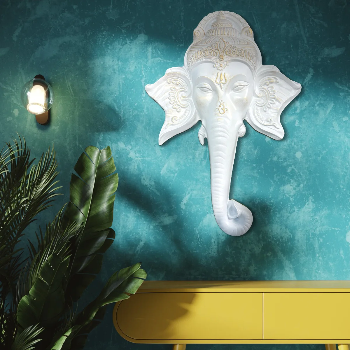 32x21 Inch | Ganesha Face 3D Relief Wall Mural | Handcrafted Wall Sculpture & Art Décor | Ready-to-Hang - Image 6