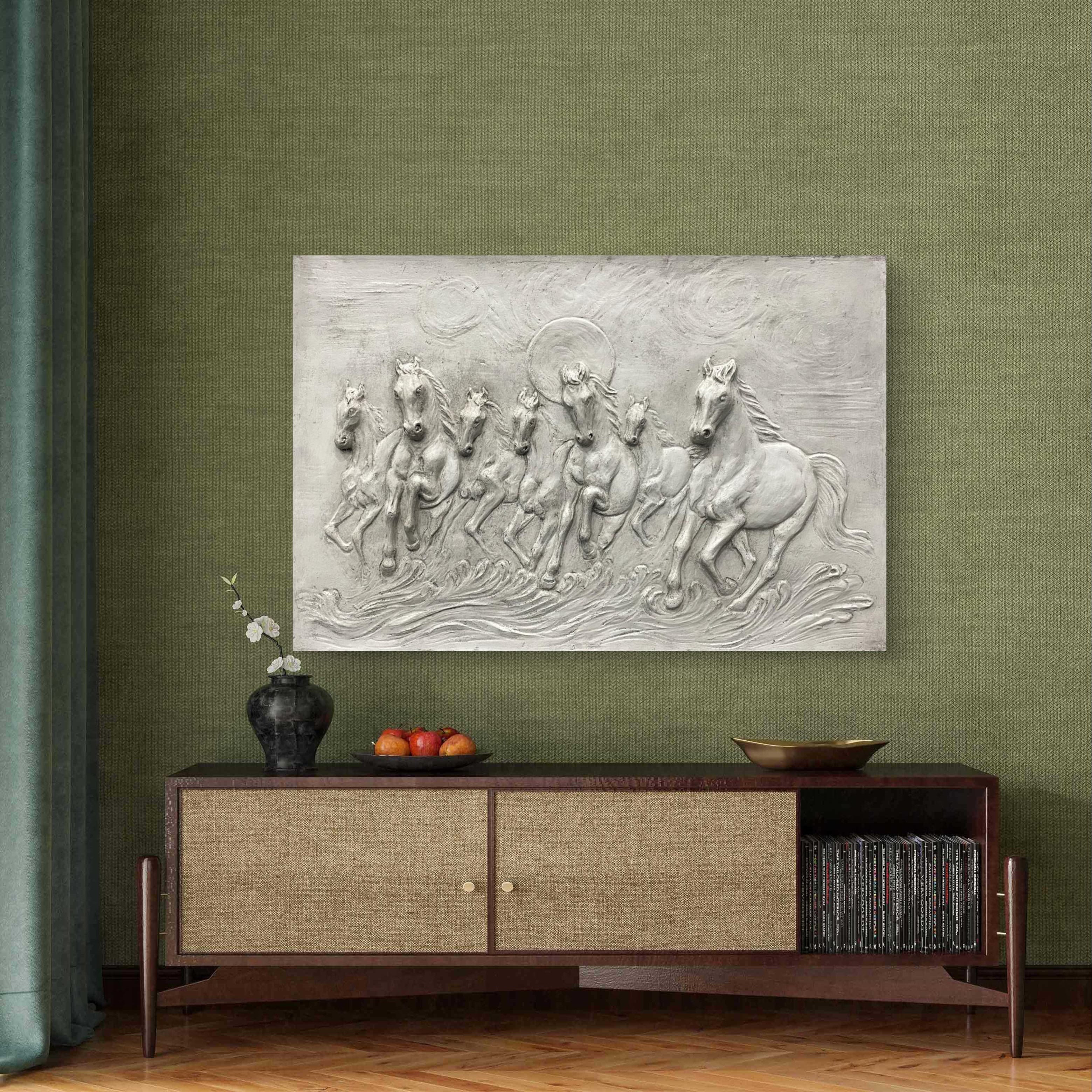 3x2 Feet 7 Horses 3D Relief Wall Mural - Image 3