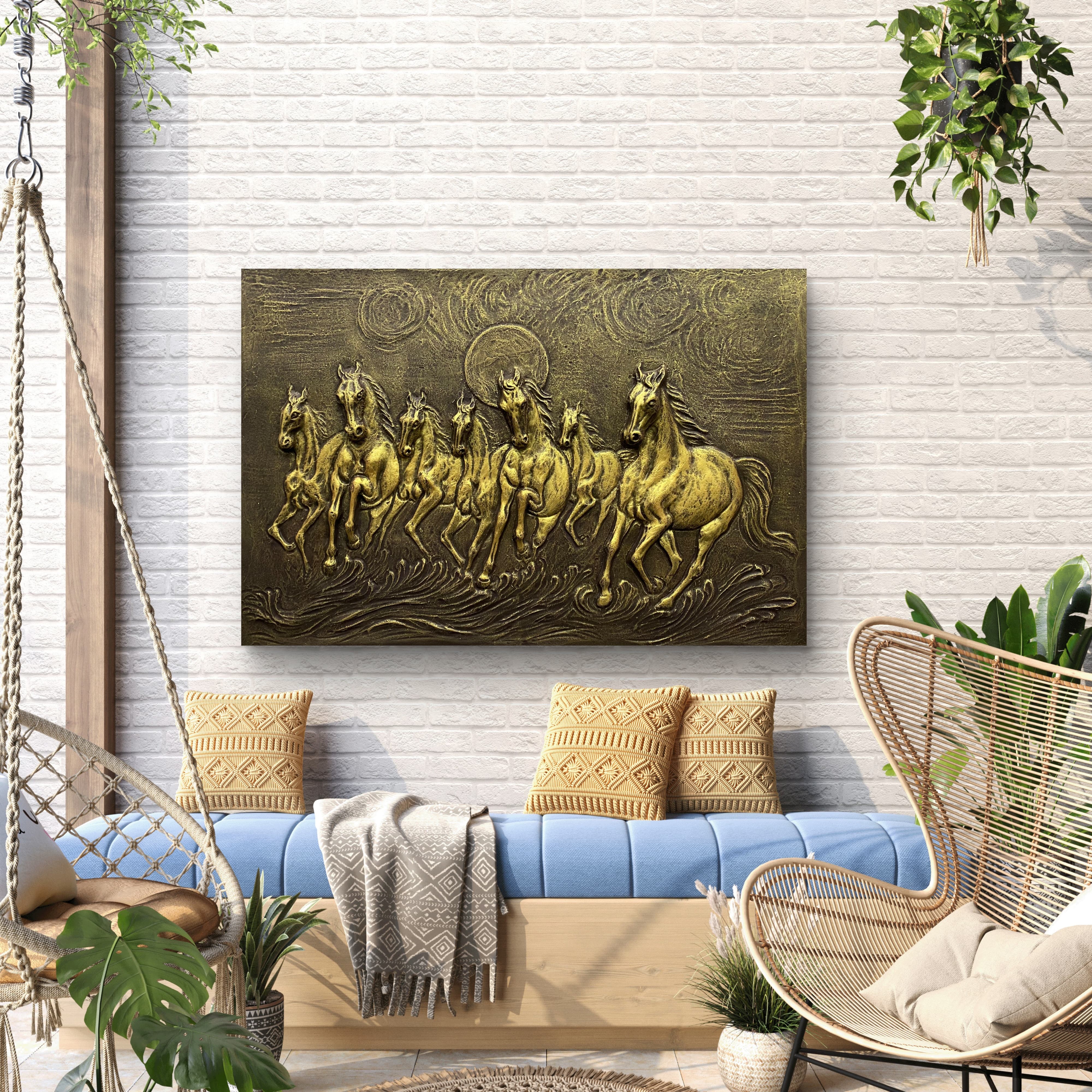 3x2 Feet 7 Horses 3D Relief Wall Mural - Image 5