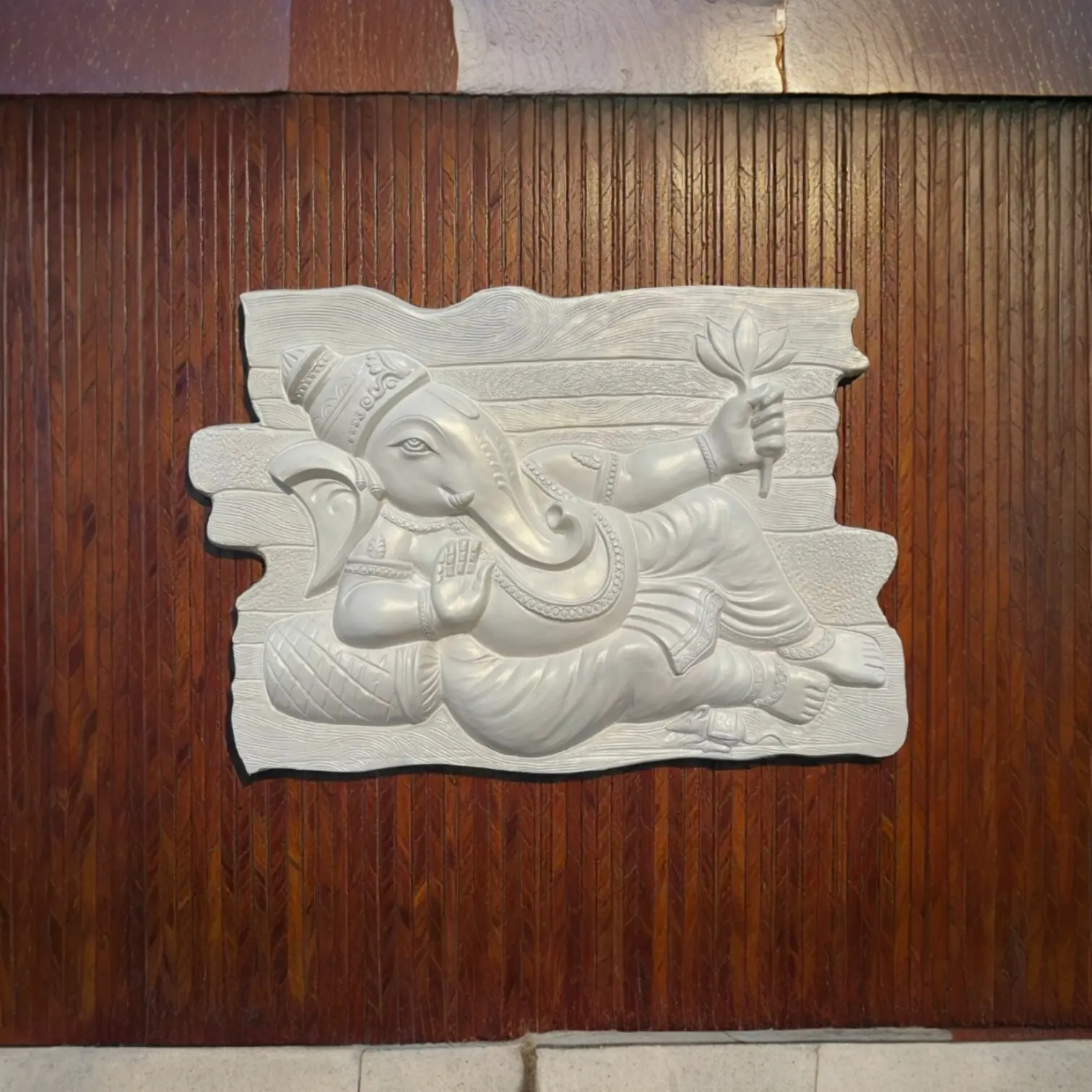 3x2 Feet Abstract Sleeping Ganesha Wall Hanging | 3D Relief Mural Art