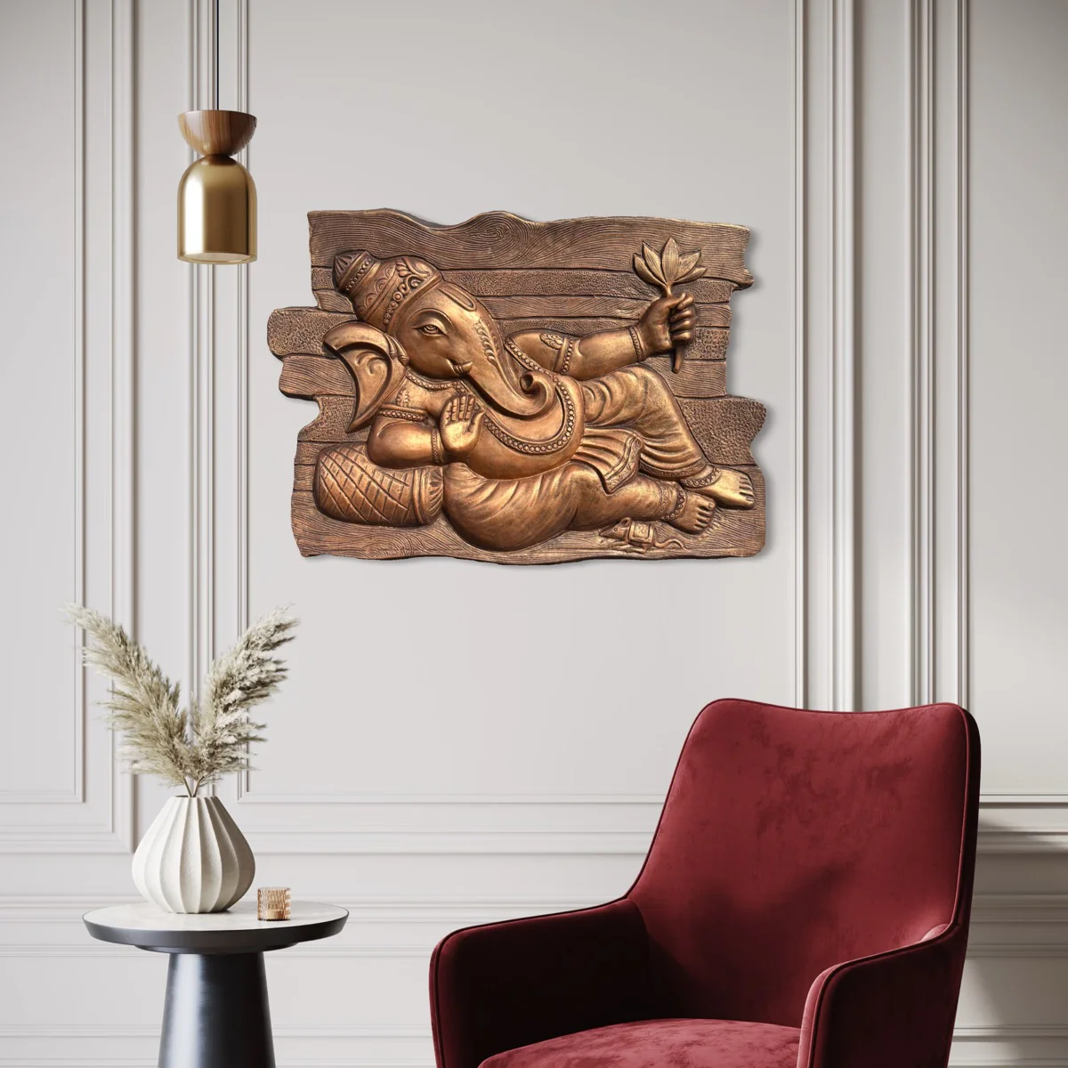 3x2 Feet Abstract Sleeping Ganesha Wall Hanging | 3D Relief Mural Art - Image 2