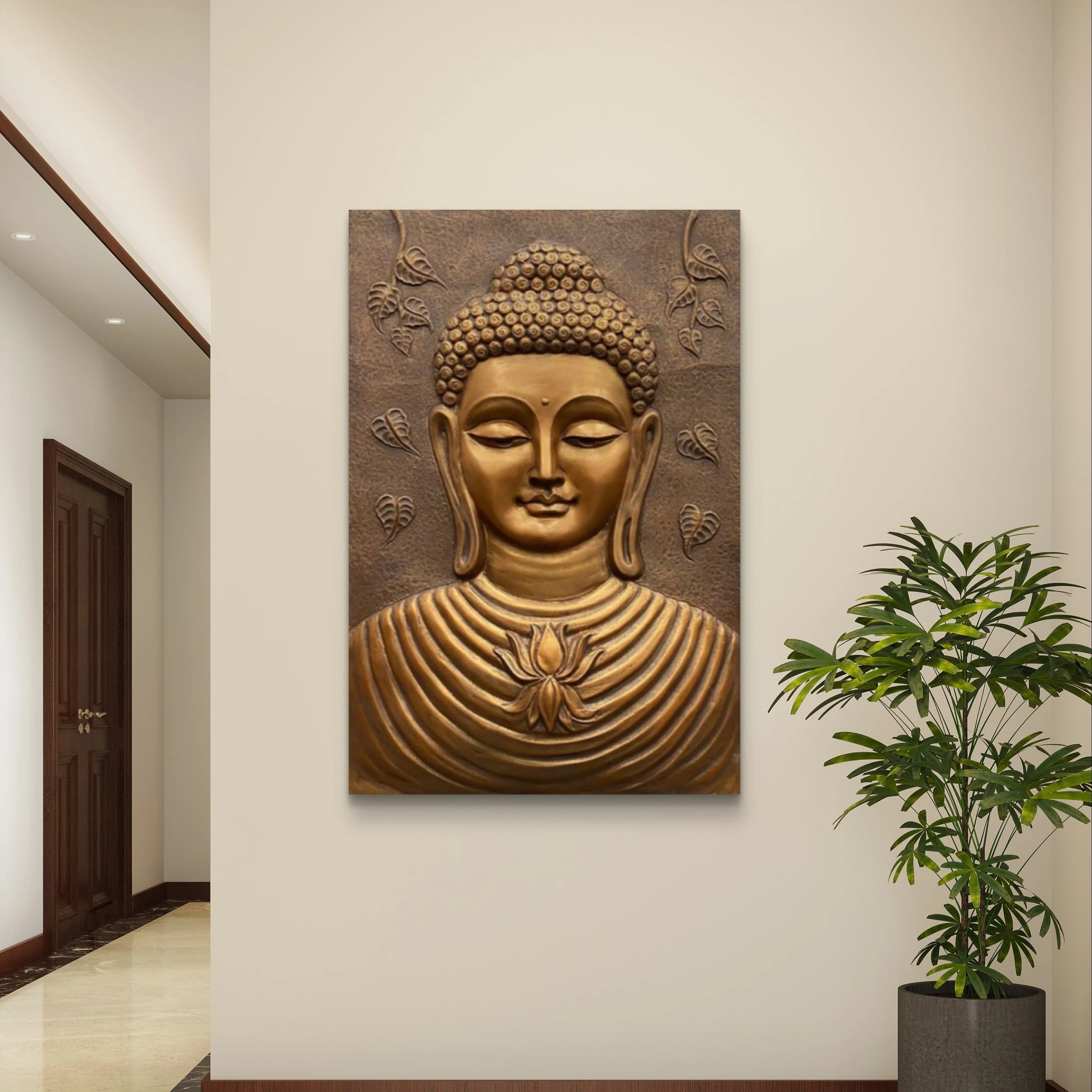 3x2 ft | Buddha 3D Wall Mural | Handcrafted Relief Sculpture | Ready to Hang Art Decor - Image 3