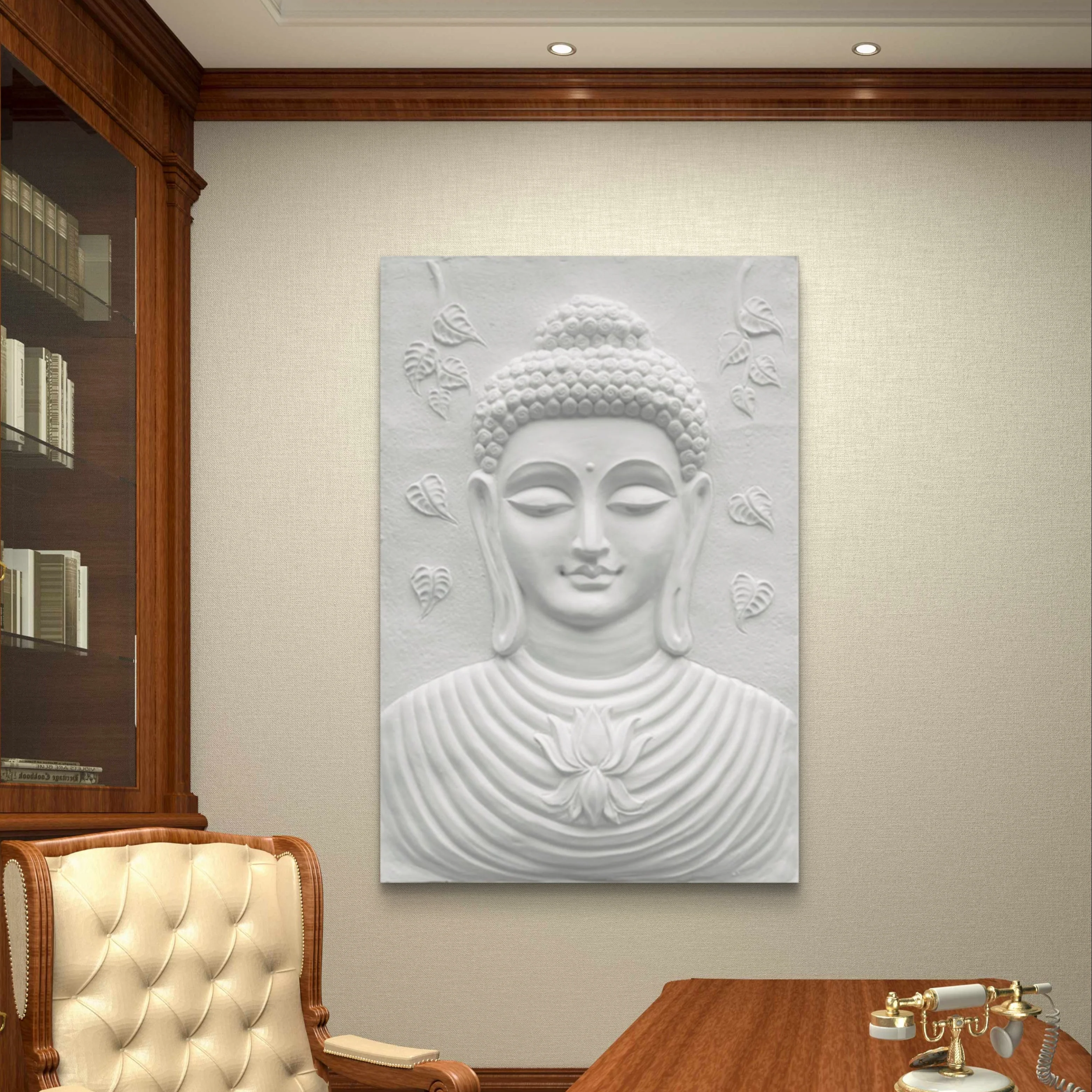3x2 ft | Buddha 3D Wall Mural | Handcrafted Relief Sculpture | Ready to Hang Art Decor - Image 5