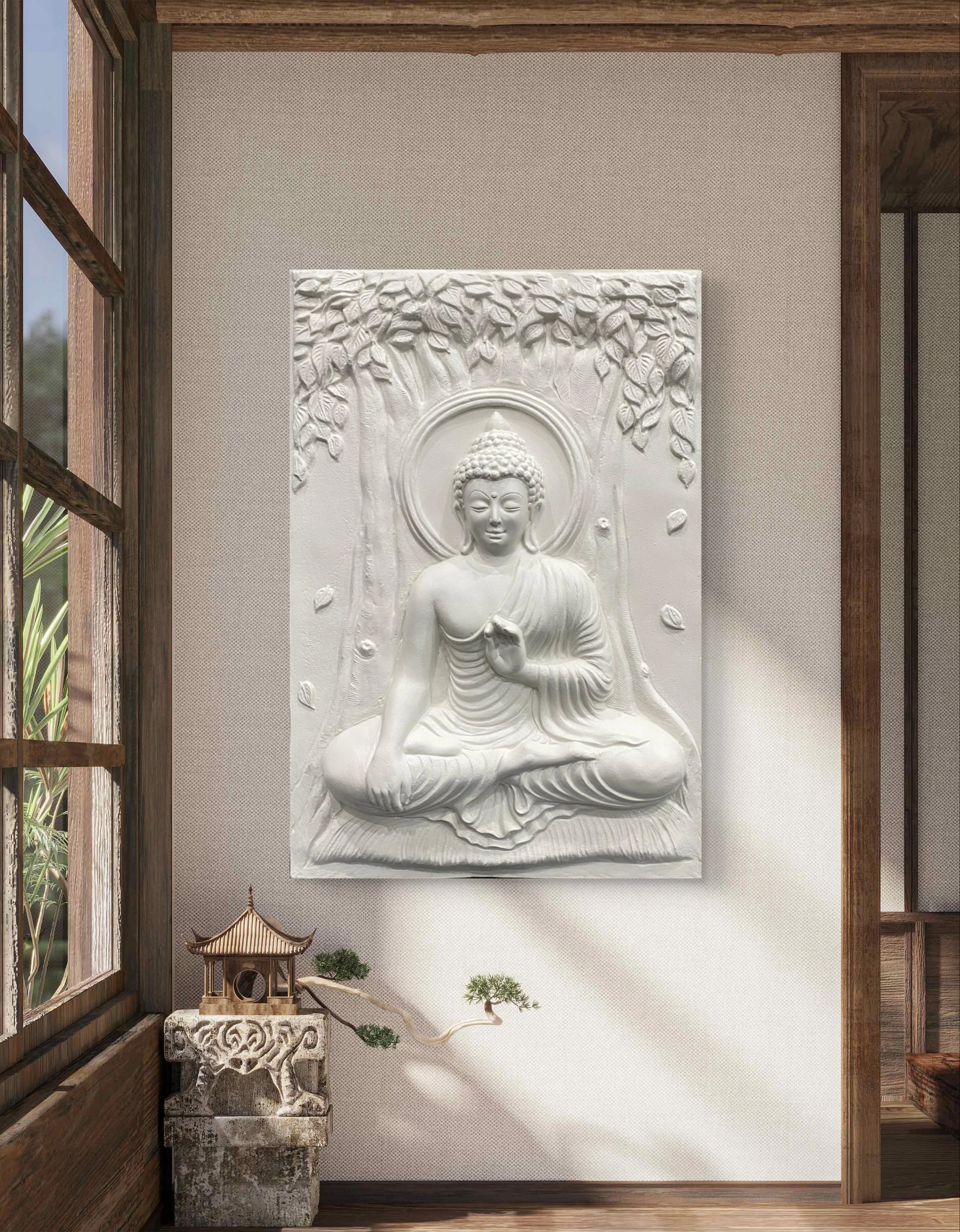 3x2 ft | Buddha 3D Relief Wall Mural | Meditative Handcrafted Wall Sculpture & Art Décor | Ready-to-Hang - Image 3