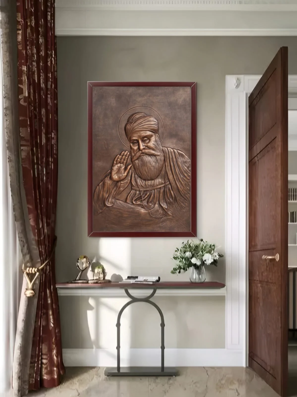 3x2 Feet Guru Nanak | 3D Relief Mural | Sacred Sikh Wall Art - Image 3