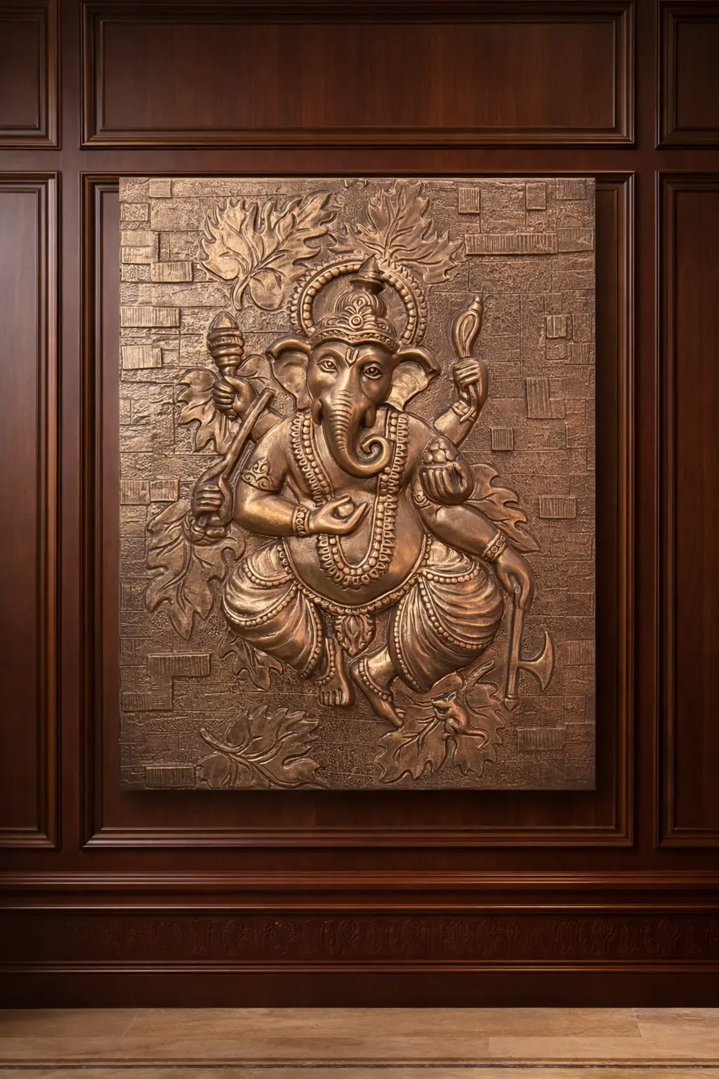Dancing Ganesha 3D Relief Mural - Handcrafted Wall Sculpture (3x2 Ft) - Image 3