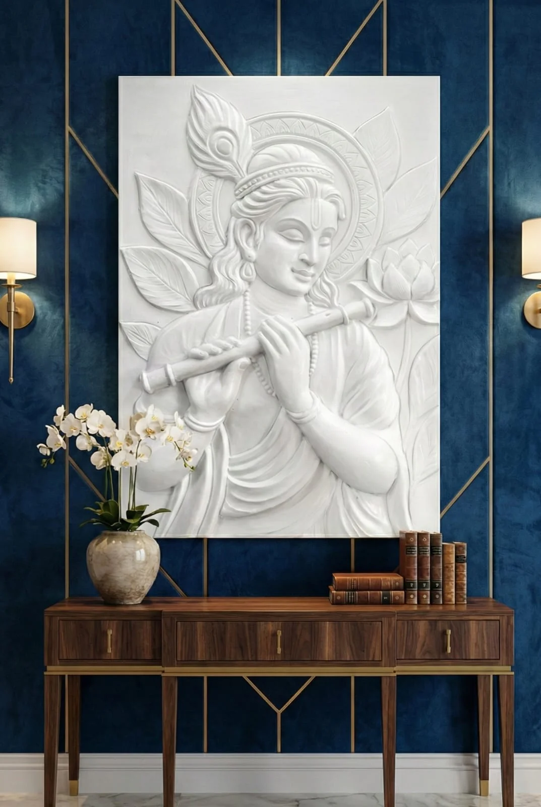 Lord Krishna 3D Wall Art (Size: 3×2 Ft) – Premium Handcrafted Sculptural Decor - Image 2