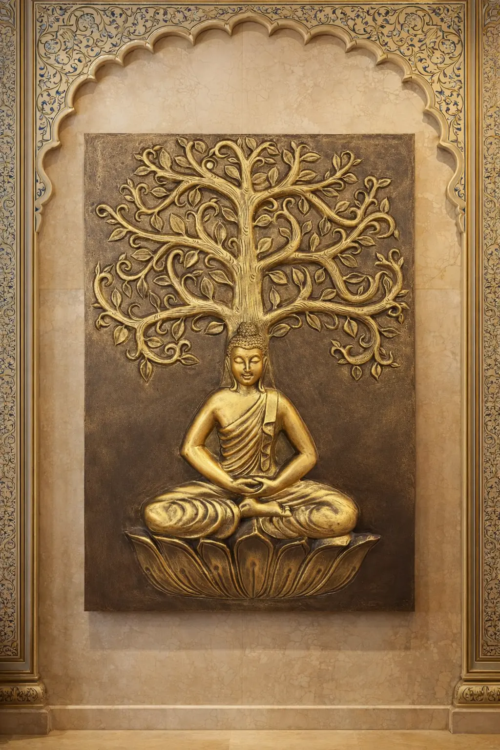 3x2 feet | Buddha with Bodhi Tree 3D Wall Mural | Handcrafted Relief Sculpture | Ready to Hang - Image 3