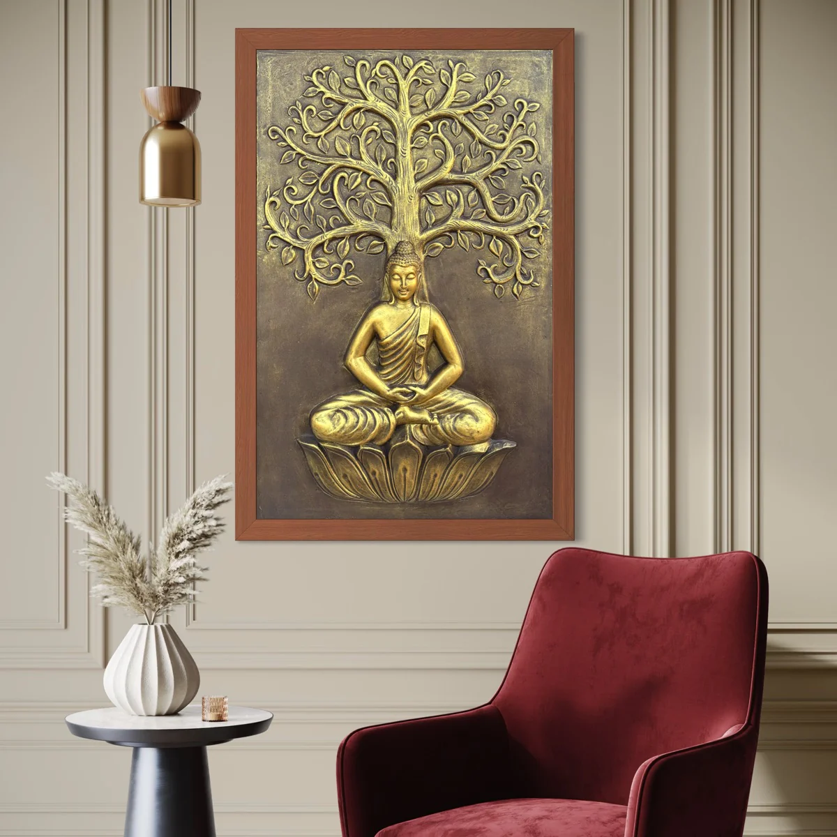 3x2 feet | Buddha with Bodhi Tree 3D Wall Mural | Handcrafted Relief Sculpture | Ready to Hang - Image 4