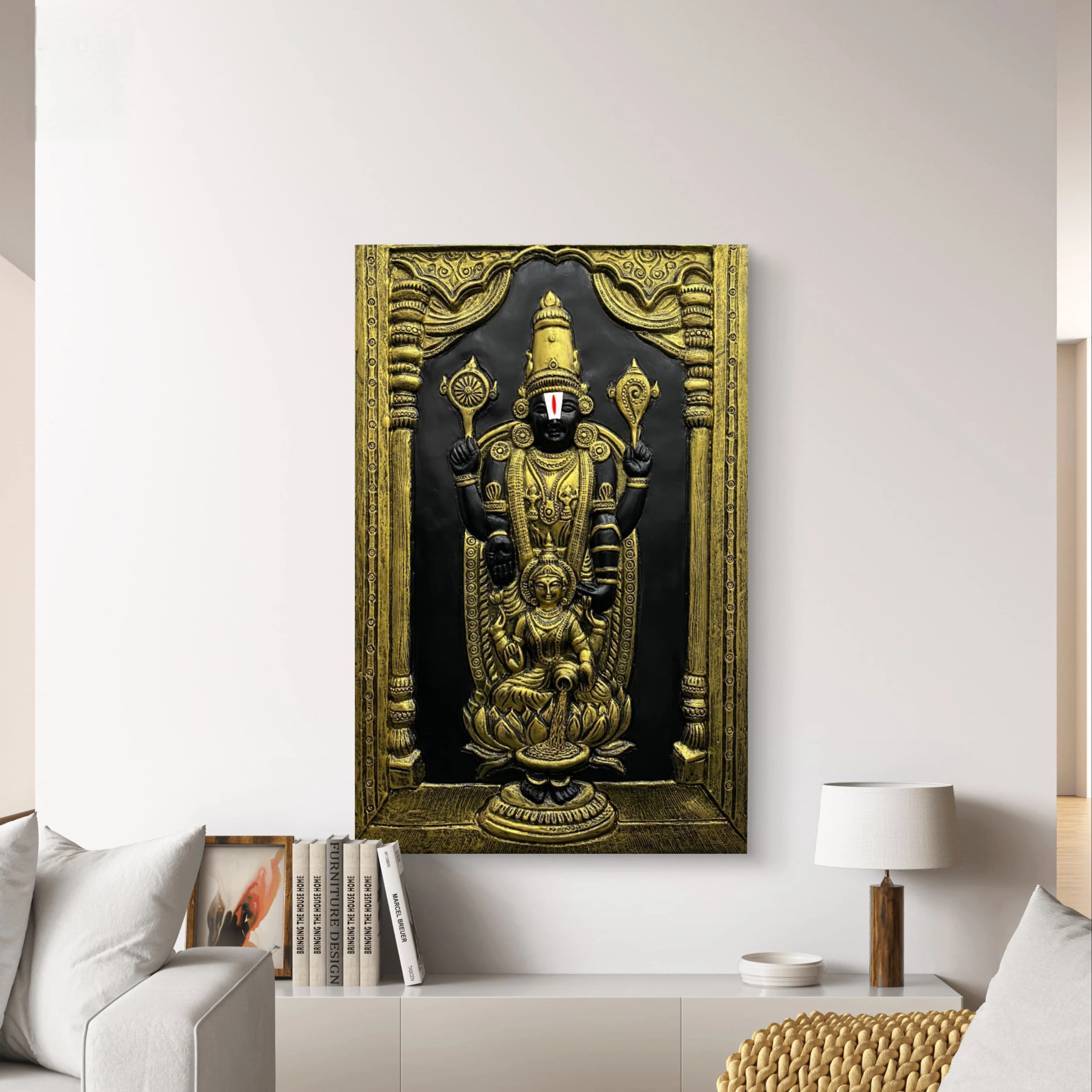 3X2 Feet | Balaji with Lakshmi 3D Relief Mural – Traditional Wall Art | Ready to Hang - Image 3