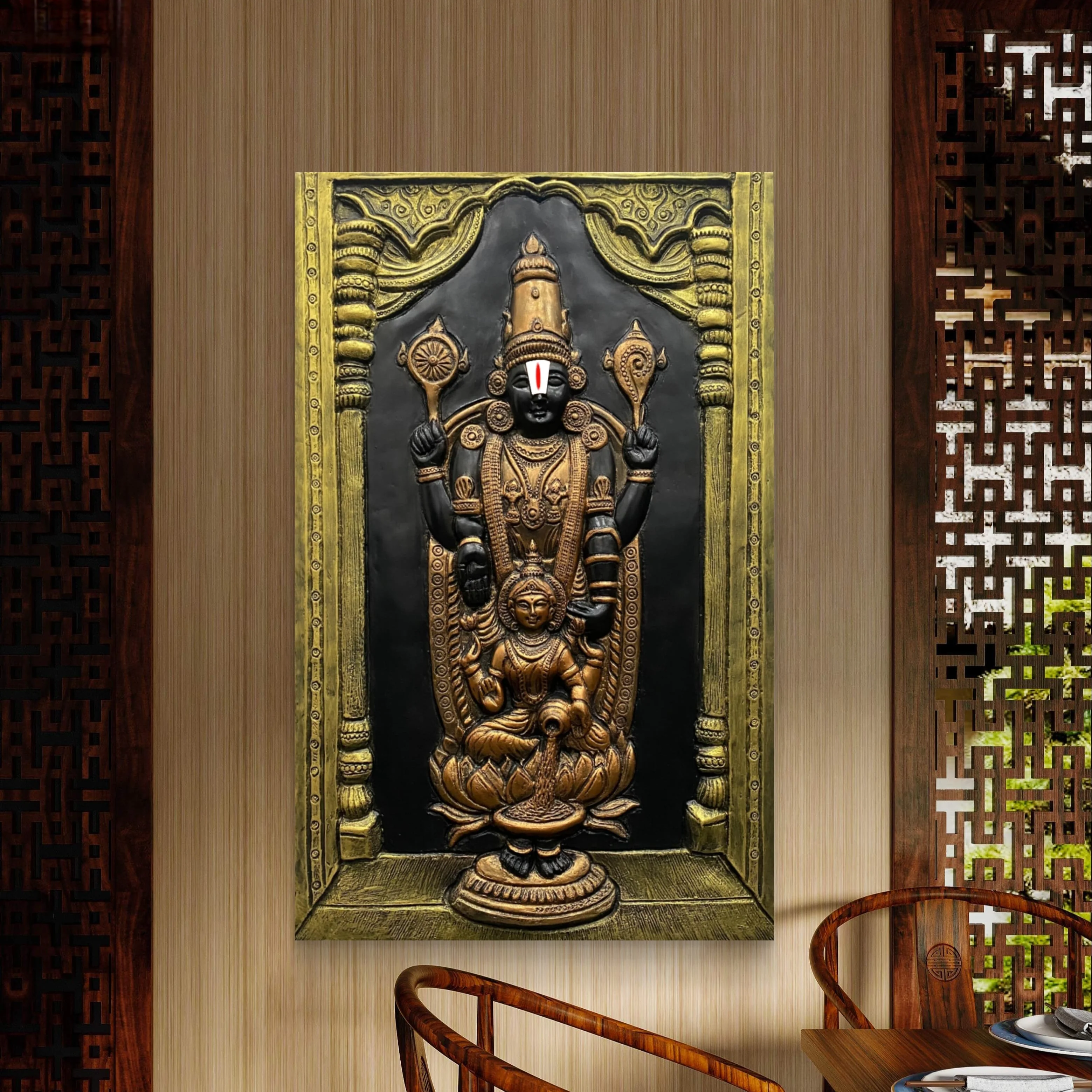 3X2 Feet | Balaji with Lakshmi 3D Relief Mural – Traditional Wall Art | Ready to Hang - Image 4