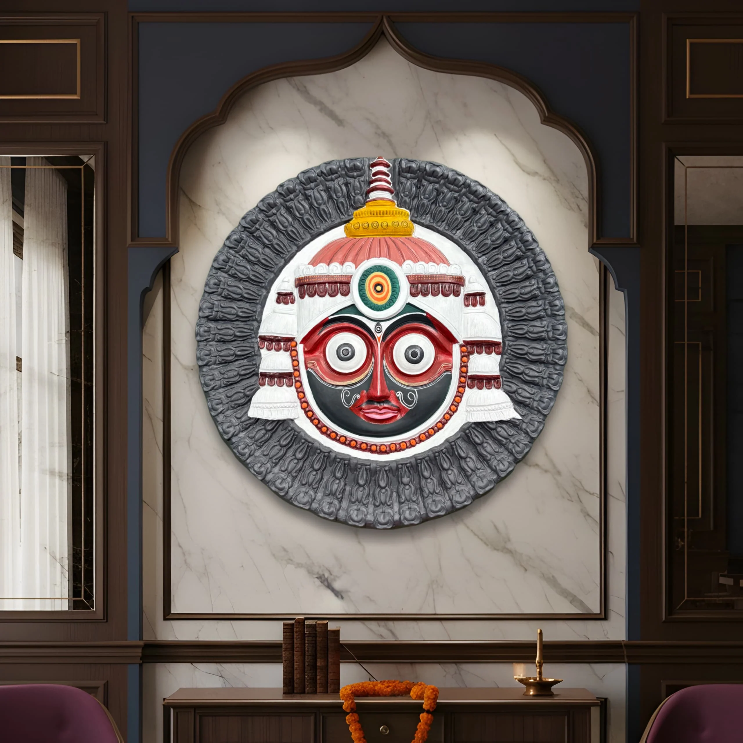 Lord Jagannath 3D Wall Art Sculpture (3 × 3 Feet)