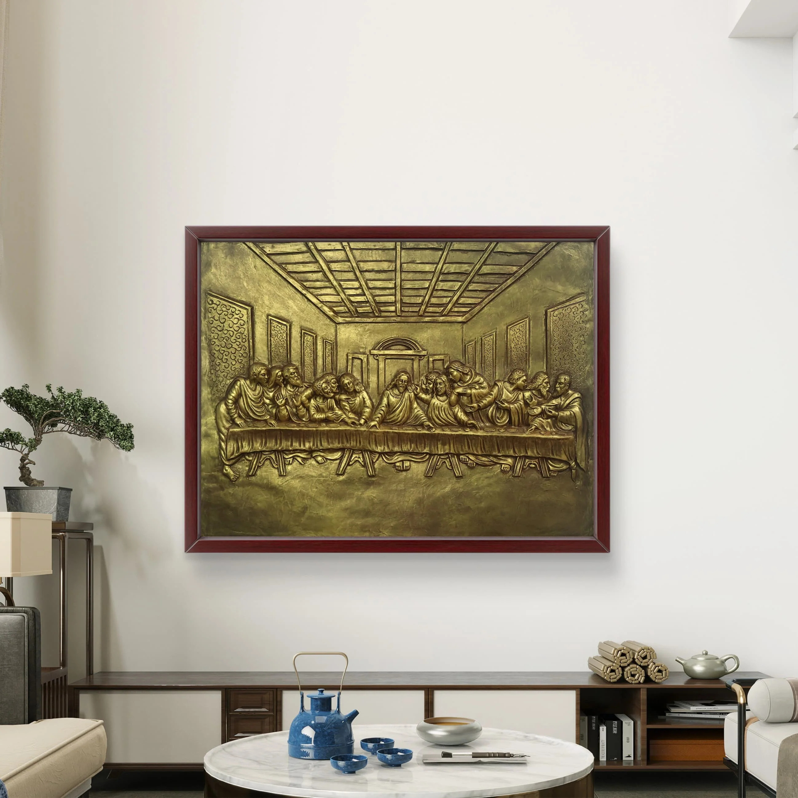 3x4 Feet | The Last Supper Relief Wall Mural | 3D Jesus & Disciples Artwork | Christian Wall Décor | Ready to Hang - Image 2