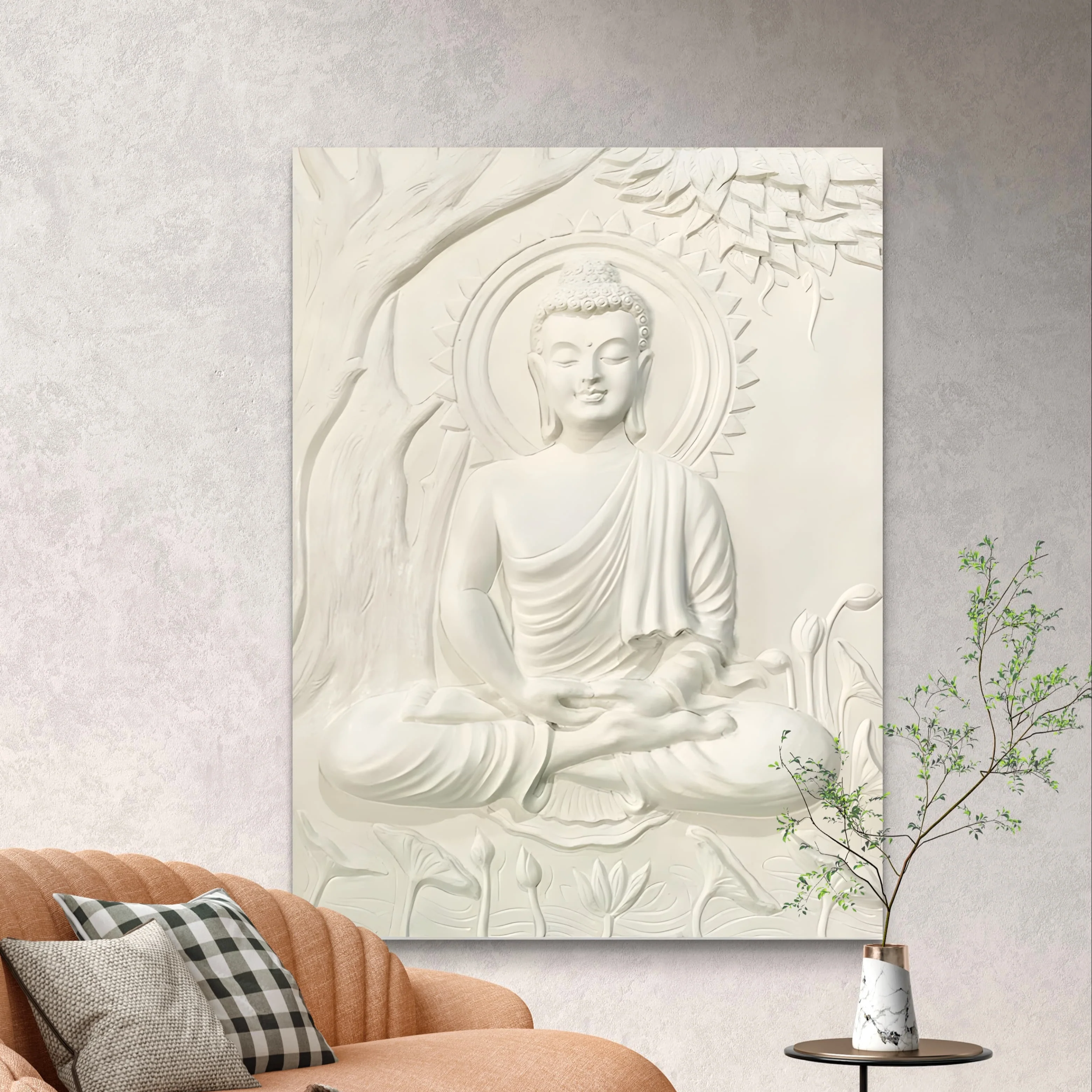 4x3 | Buddha Under the Tree 3D Relief Mural – Handmade Wall Art | Spiritual Home & Office Décor - Image 3