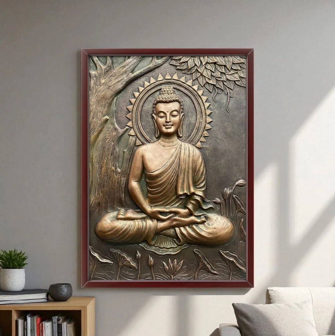 4x3 | Buddha Under the Tree 3D Relief Mural – Handmade Wall Art | Spiritual Home & Office Décor - Image 5
