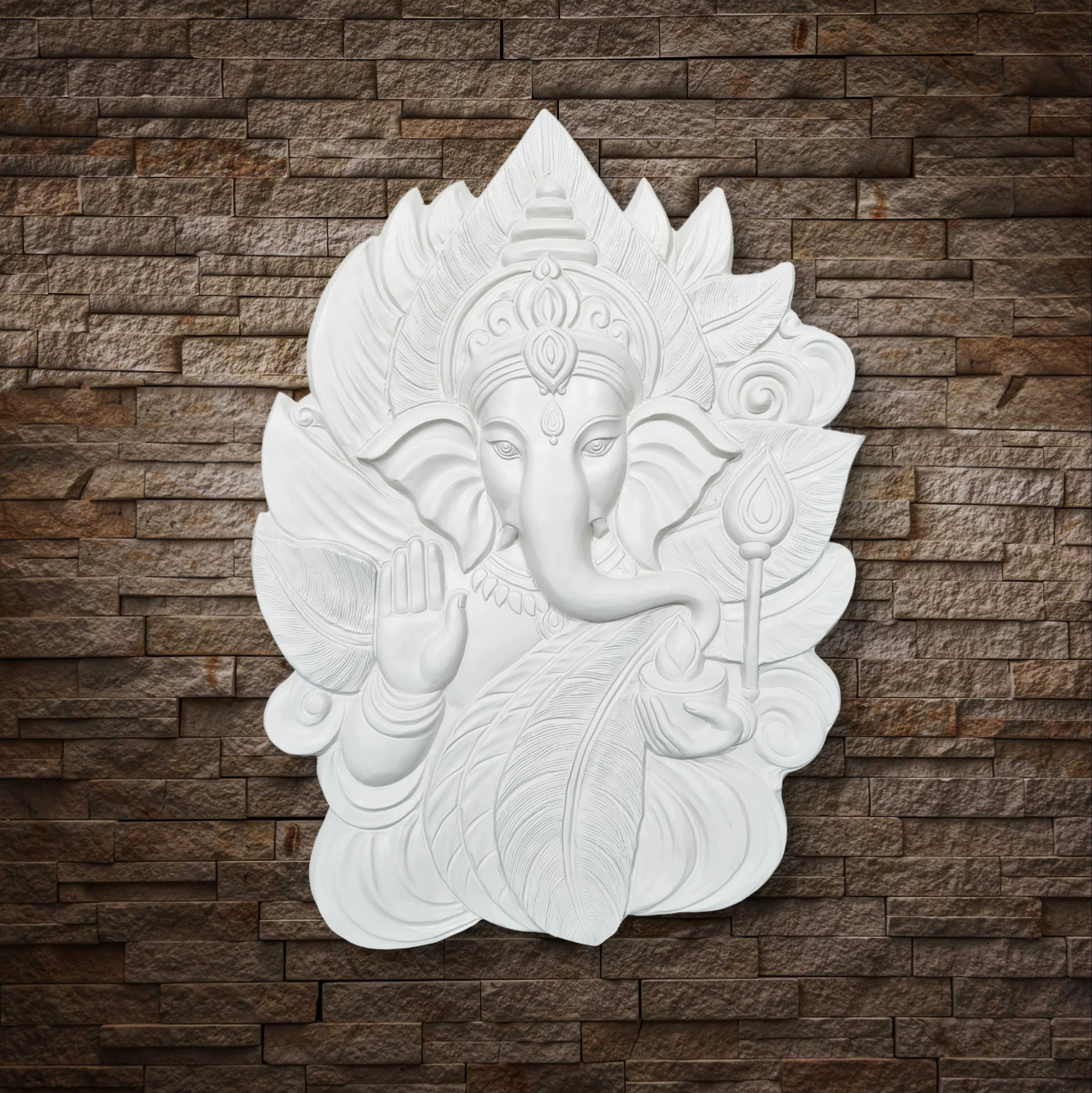 4x3 Feet | Elegant Lord Ganesha 3D Relief Wall Mural | Ready-to-Hang Vastu & Spiritual Décor for Home & Office - Image 3