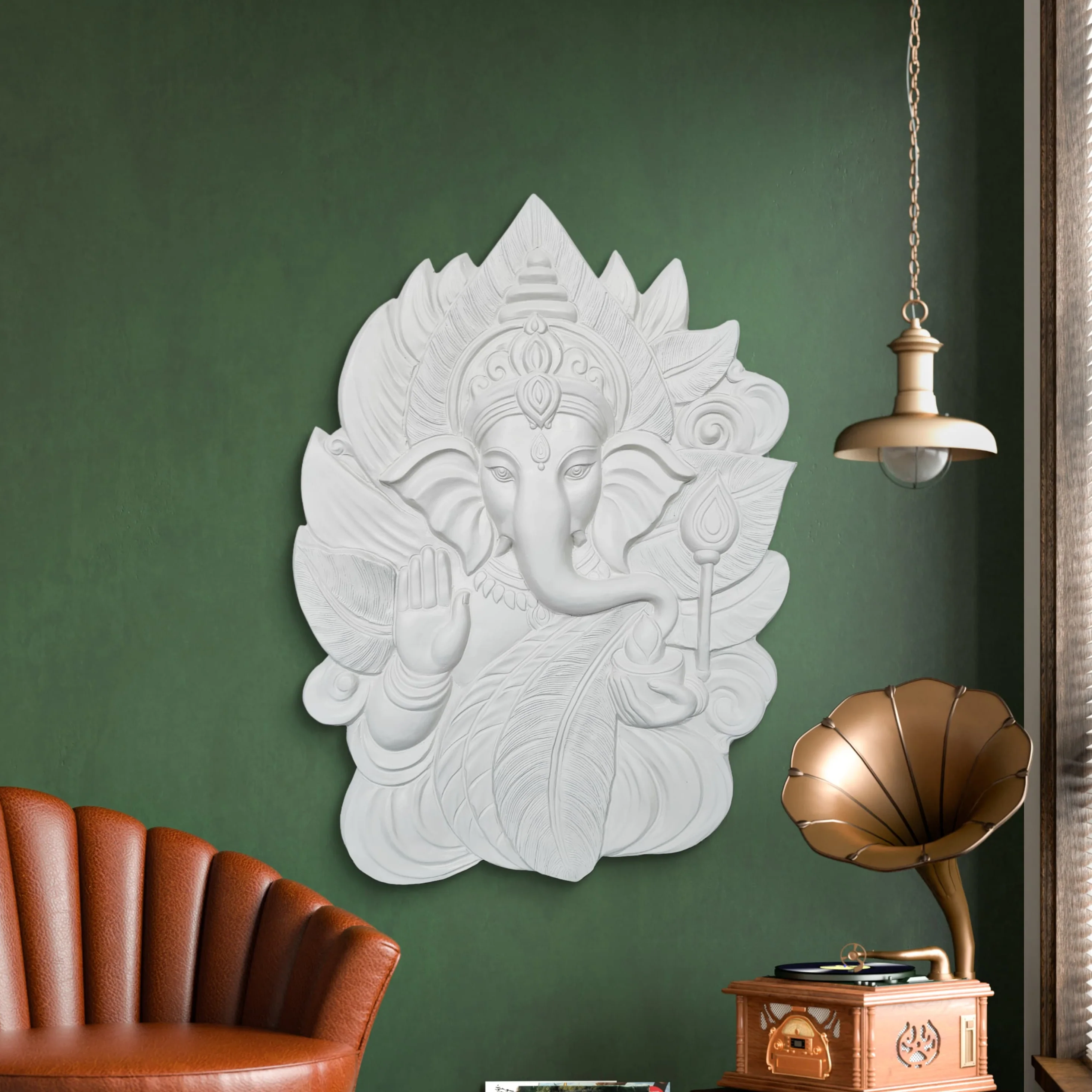 4x3 Feet | Elegant Lord Ganesha 3D Relief Wall Mural | Ready-to-Hang Vastu & Spiritual Décor for Home & Office - Image 4