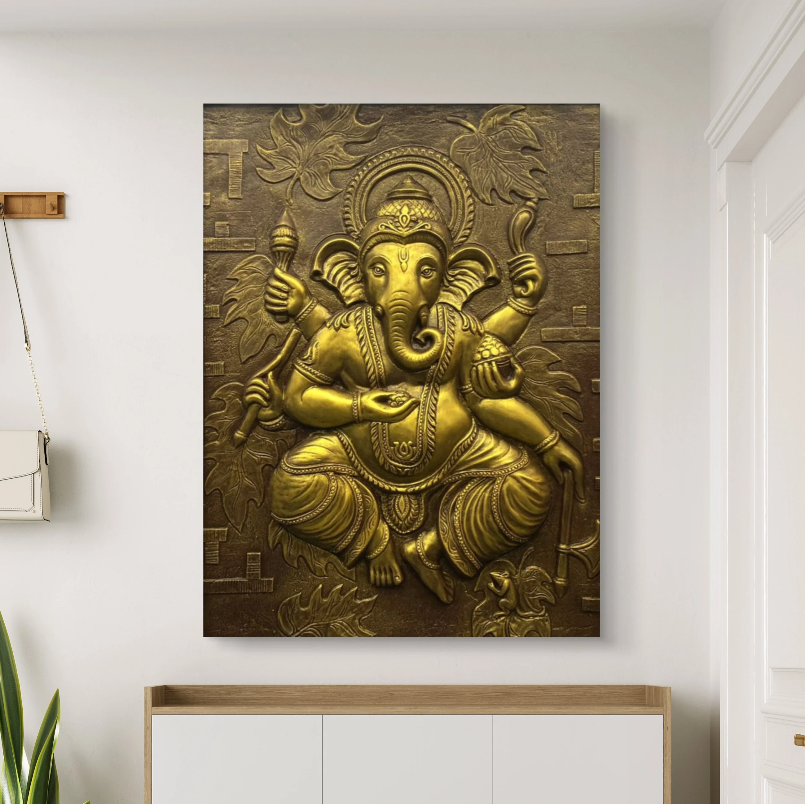 4x3 Feet | Handcrafted Dancing Ganesha 3D Relief Mural – Ready to Hang - Image 4