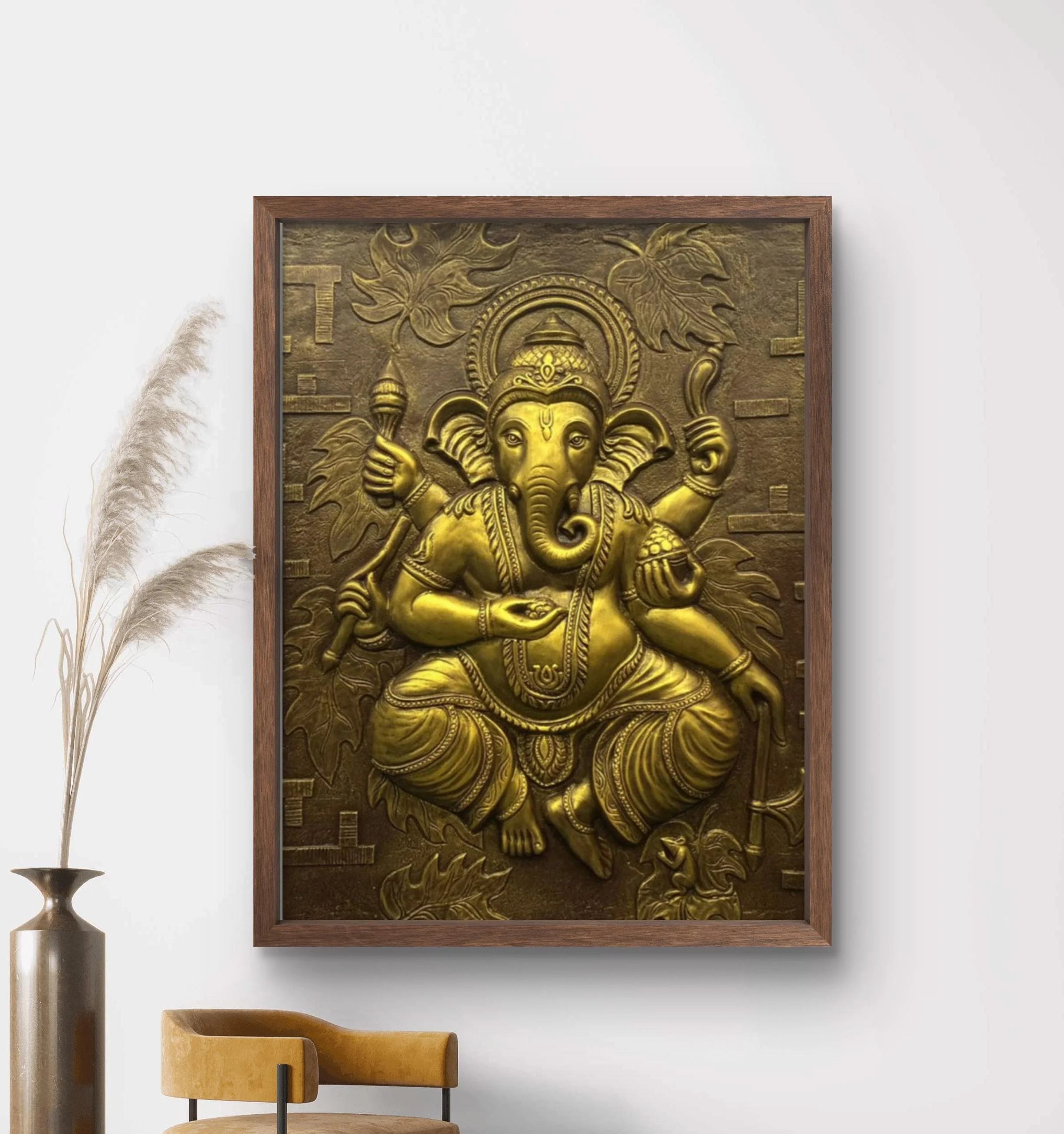 4x3 Feet | Handcrafted Dancing Ganesha 3D Relief Mural – Ready to Hang - Image 5