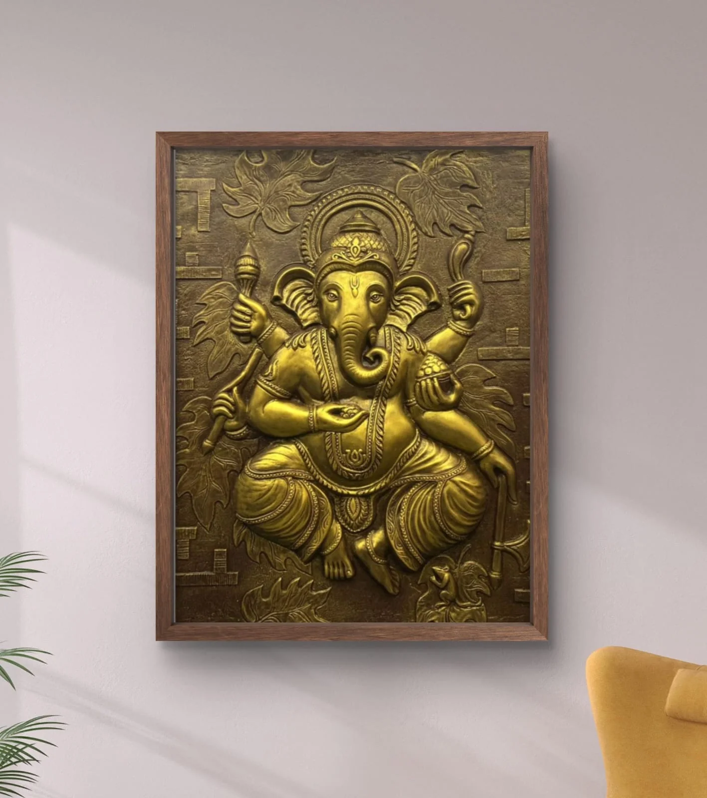 4x3 Feet | Handcrafted Dancing Ganesha 3D Relief Mural – Ready to Hang - Image 6