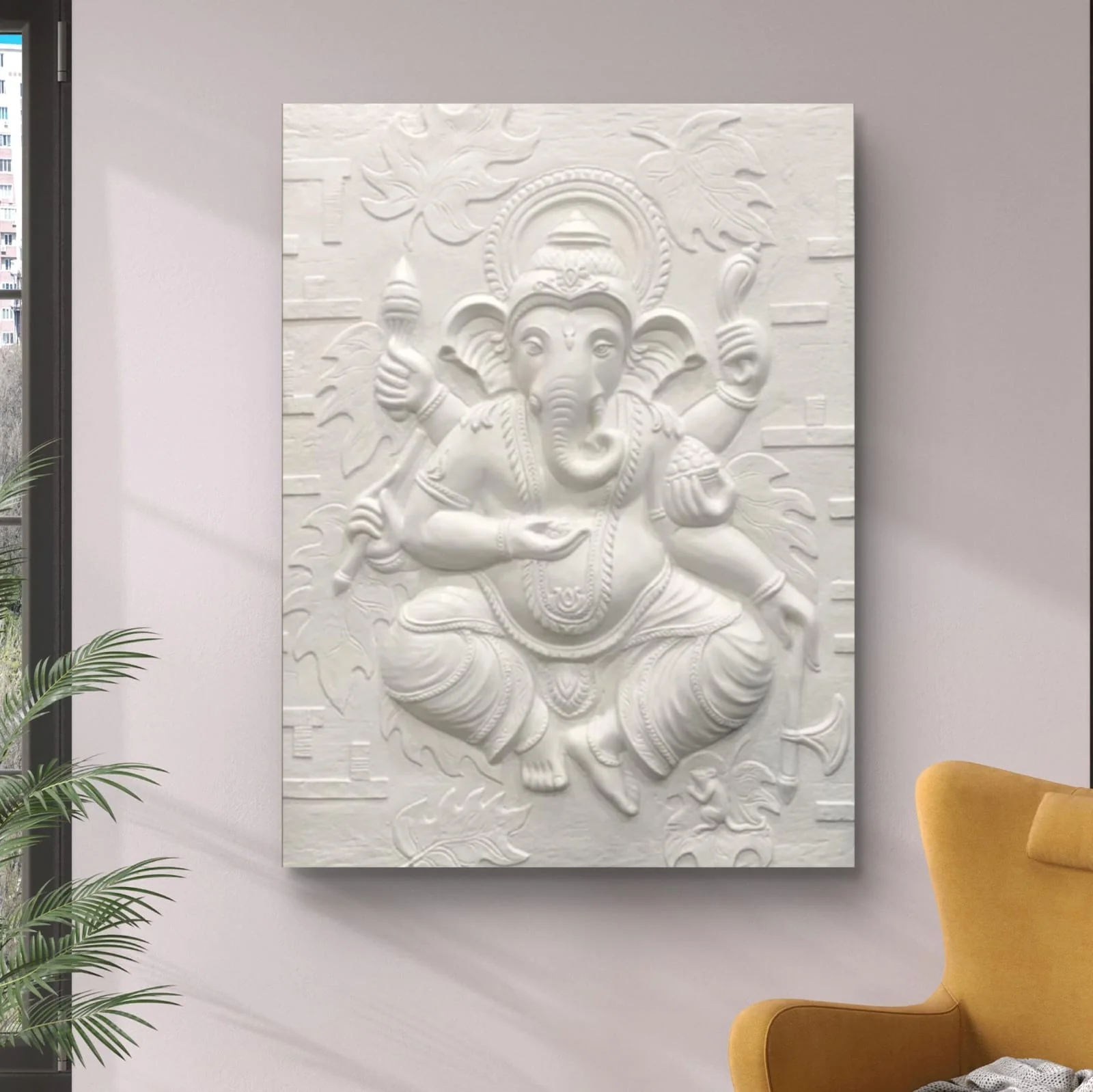 4x3 Feet | Handcrafted Dancing Ganesha 3D Relief Mural – Ready to Hang - Image 8
