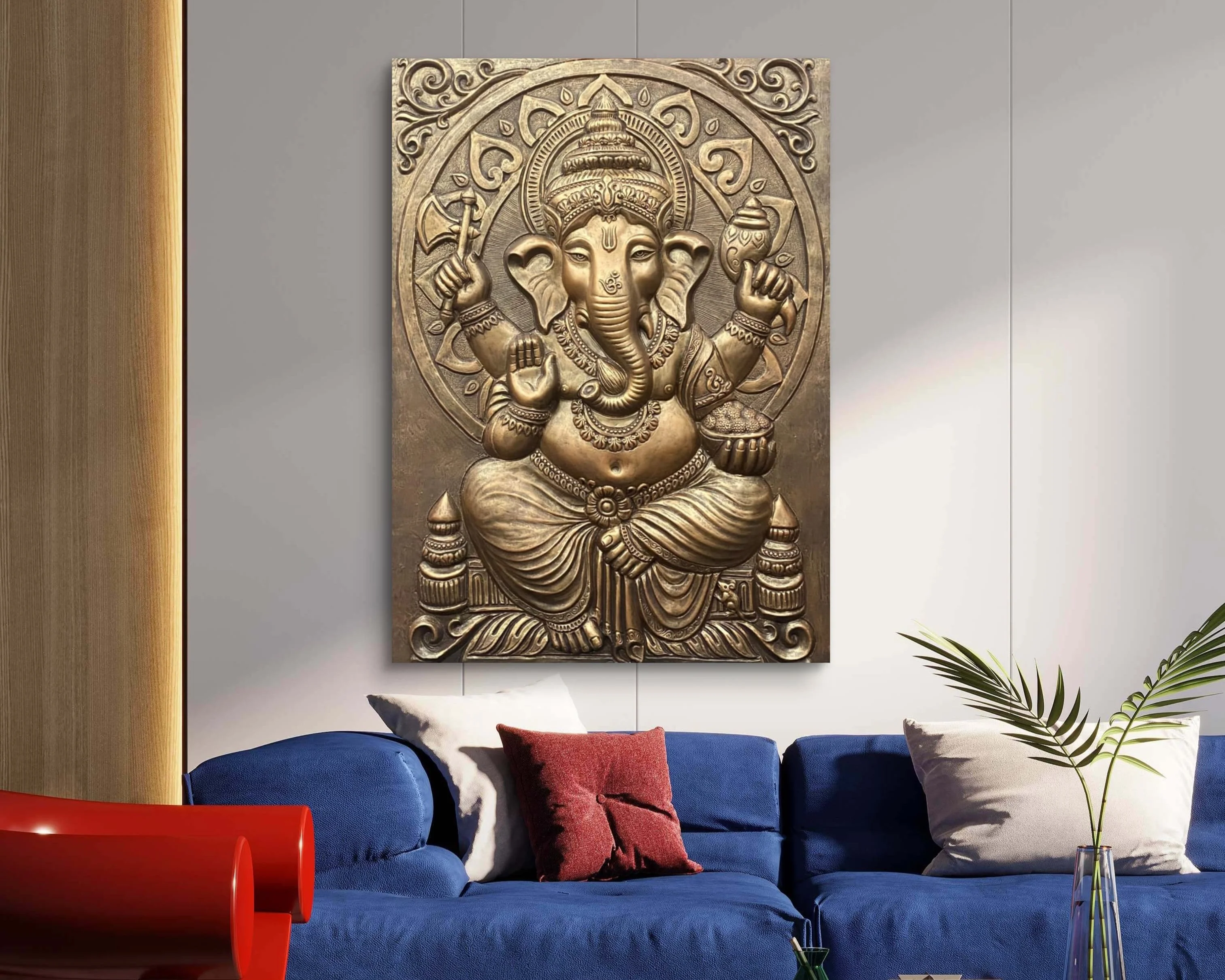 4x3 Feet | Premium Lord Ganesha Relief Mural | Handcrafted 3D Wall Art |Ready to Hang - Image 3