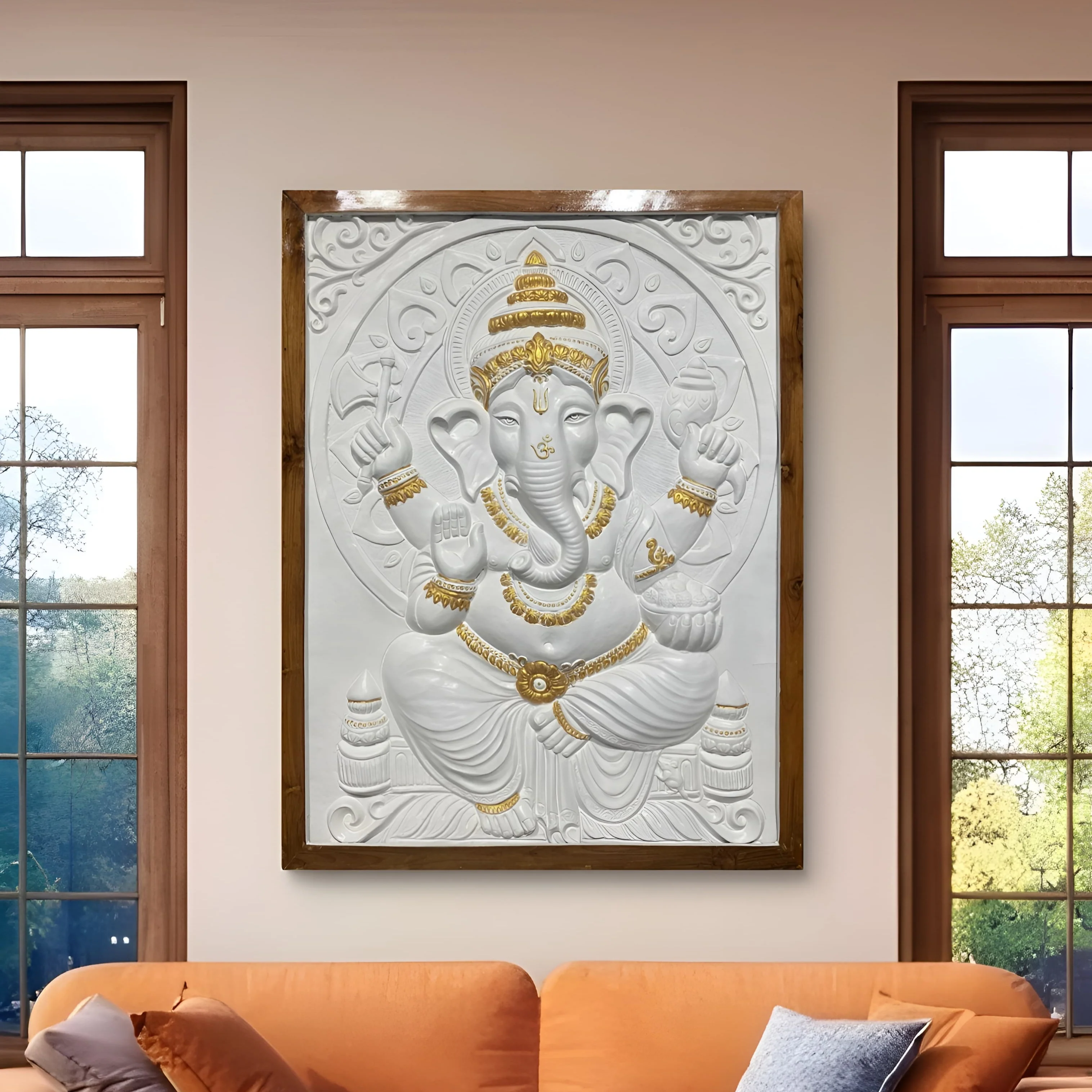 4x3 Feet | Premium Lord Ganesha Relief Mural | Handcrafted 3D Wall Art |Ready to Hang - Image 7