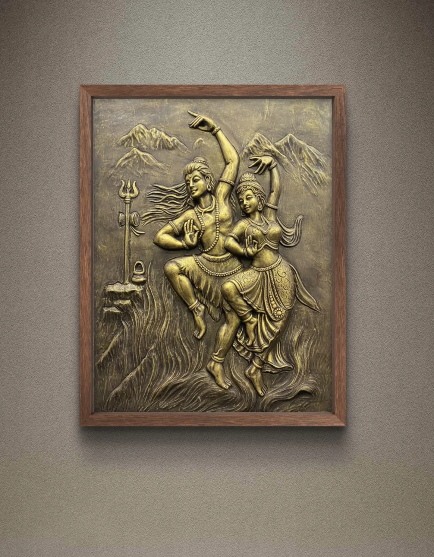 4X3 Feet | Shiv Parvati Dancing 3D Relief Mural – Ready to Hang - Image 3