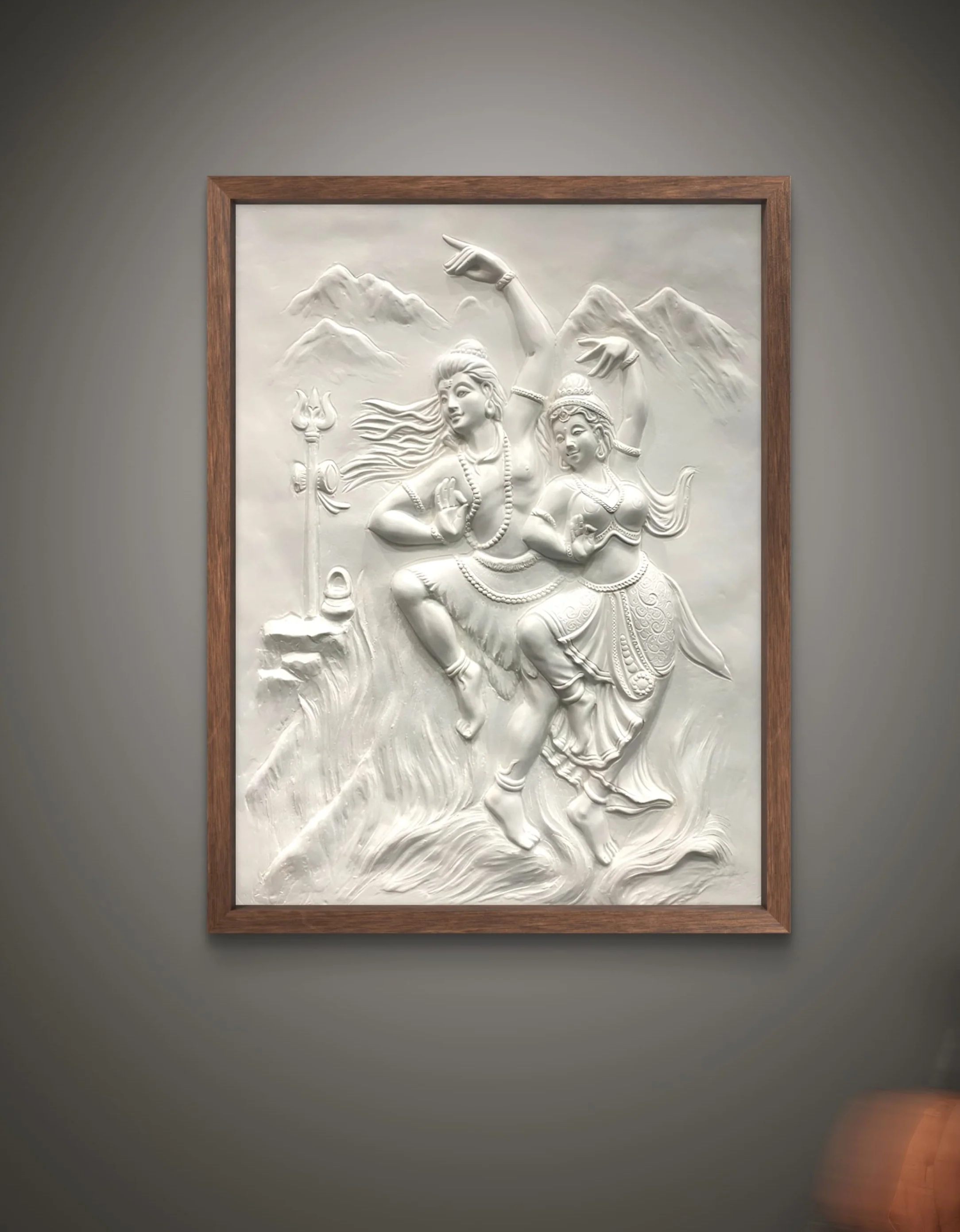 4X3 Feet | Shiv Parvati Dancing 3D Relief Mural – Ready to Hang - Image 4