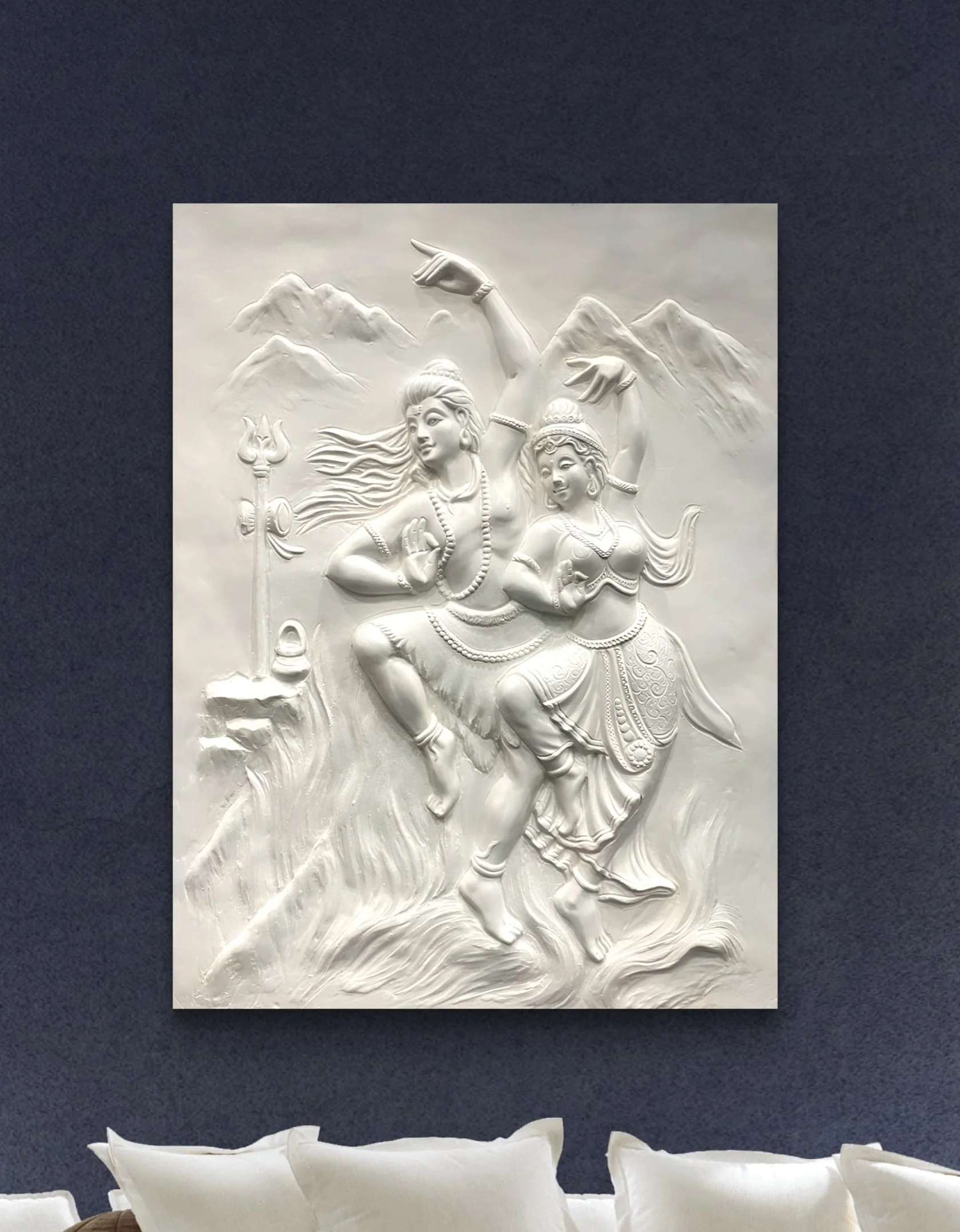 4X3 Feet | Shiv Parvati Dancing 3D Relief Mural – Ready to Hang - Image 5