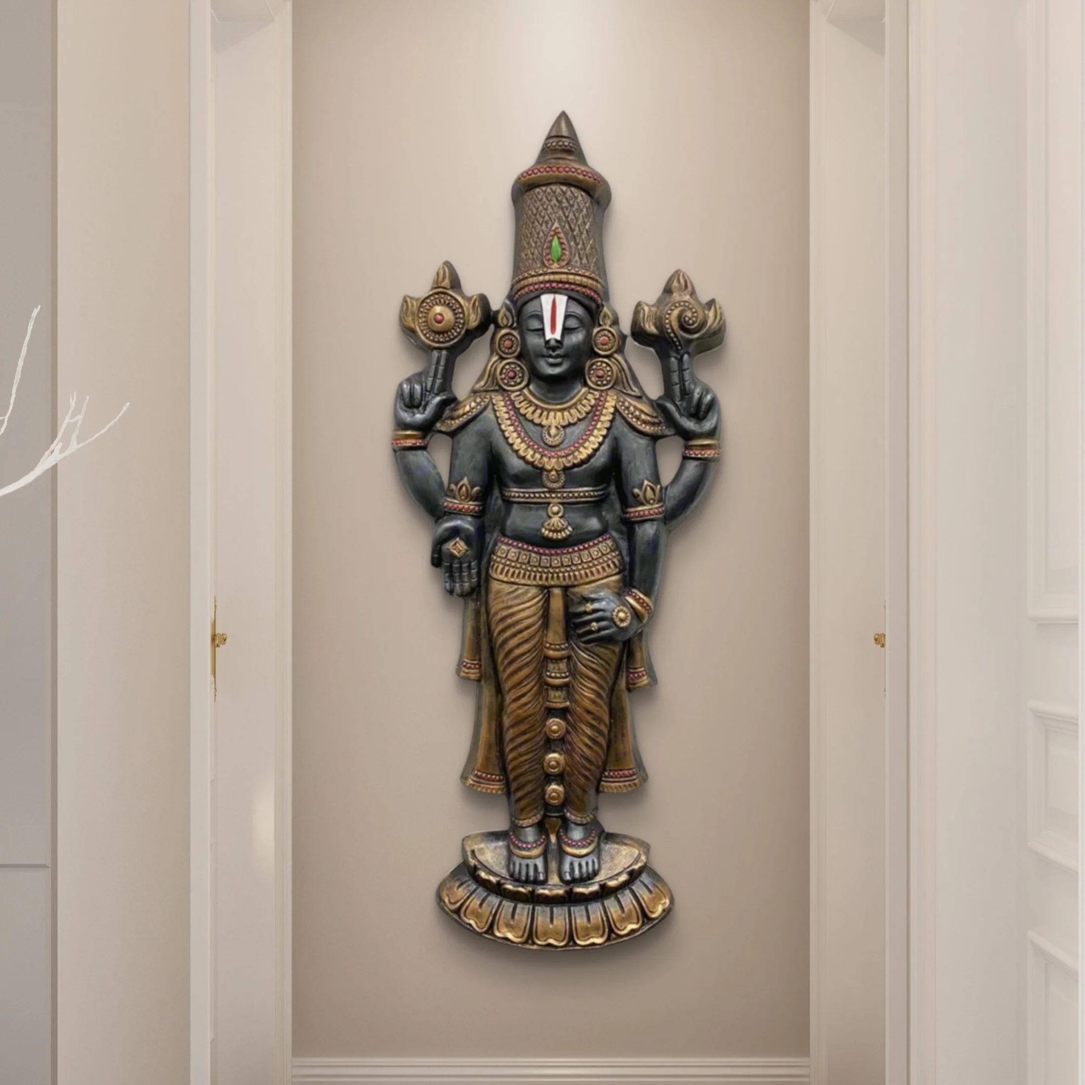5x2 Feet | Venkateshwara Balaji 3D Relief Wall Mural | Handcrafted Home & Cultural Art Décor | Ready-to-Hang - Image 4