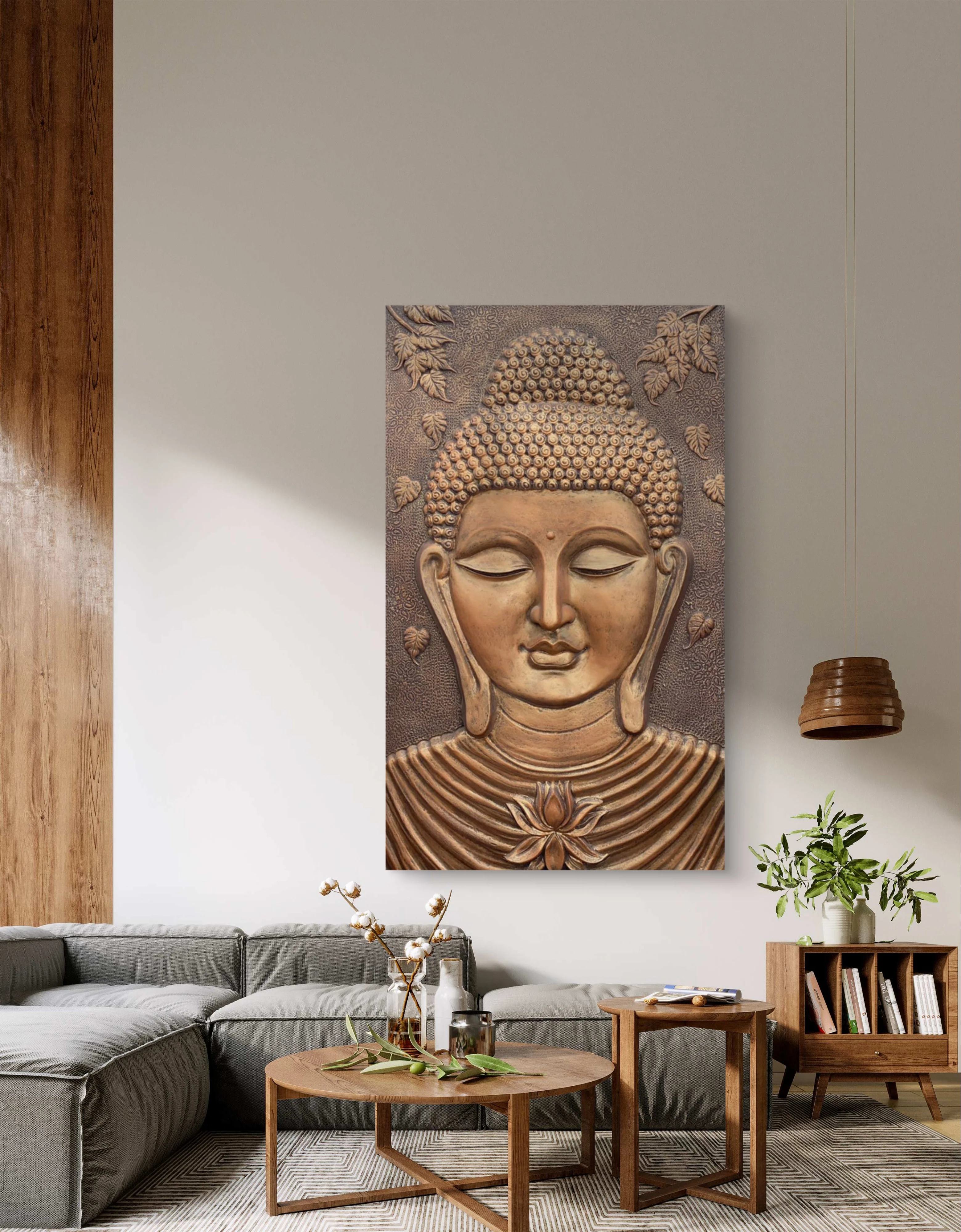 5x3 feet | Buddha 3D Wall Mural | Handcrafted Relief Sculpture | Modern Wall Art Decor - Image 3