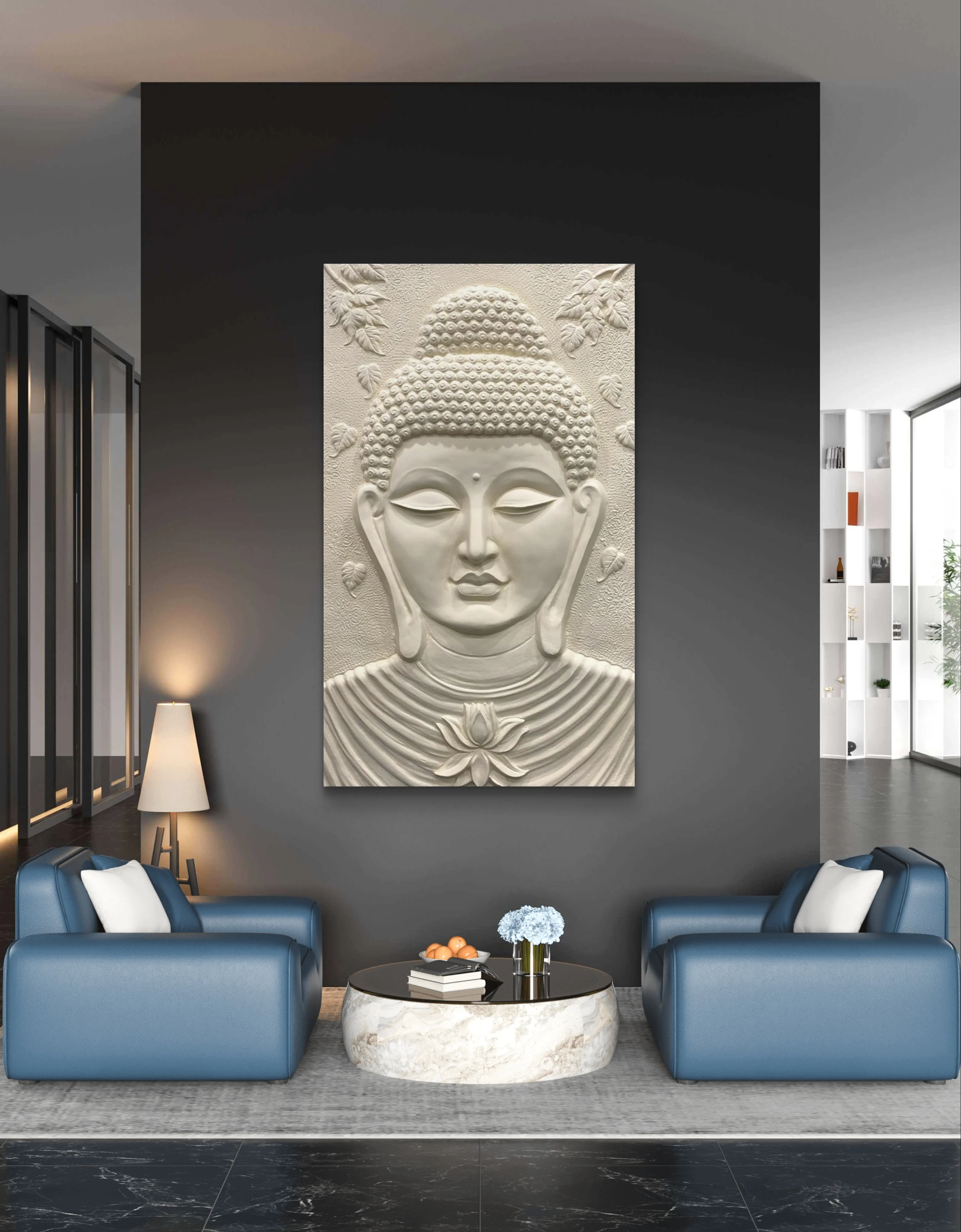 5x3 feet | Buddha 3D Wall Mural | Handcrafted Relief Sculpture | Modern Wall Art Decor - Image 6