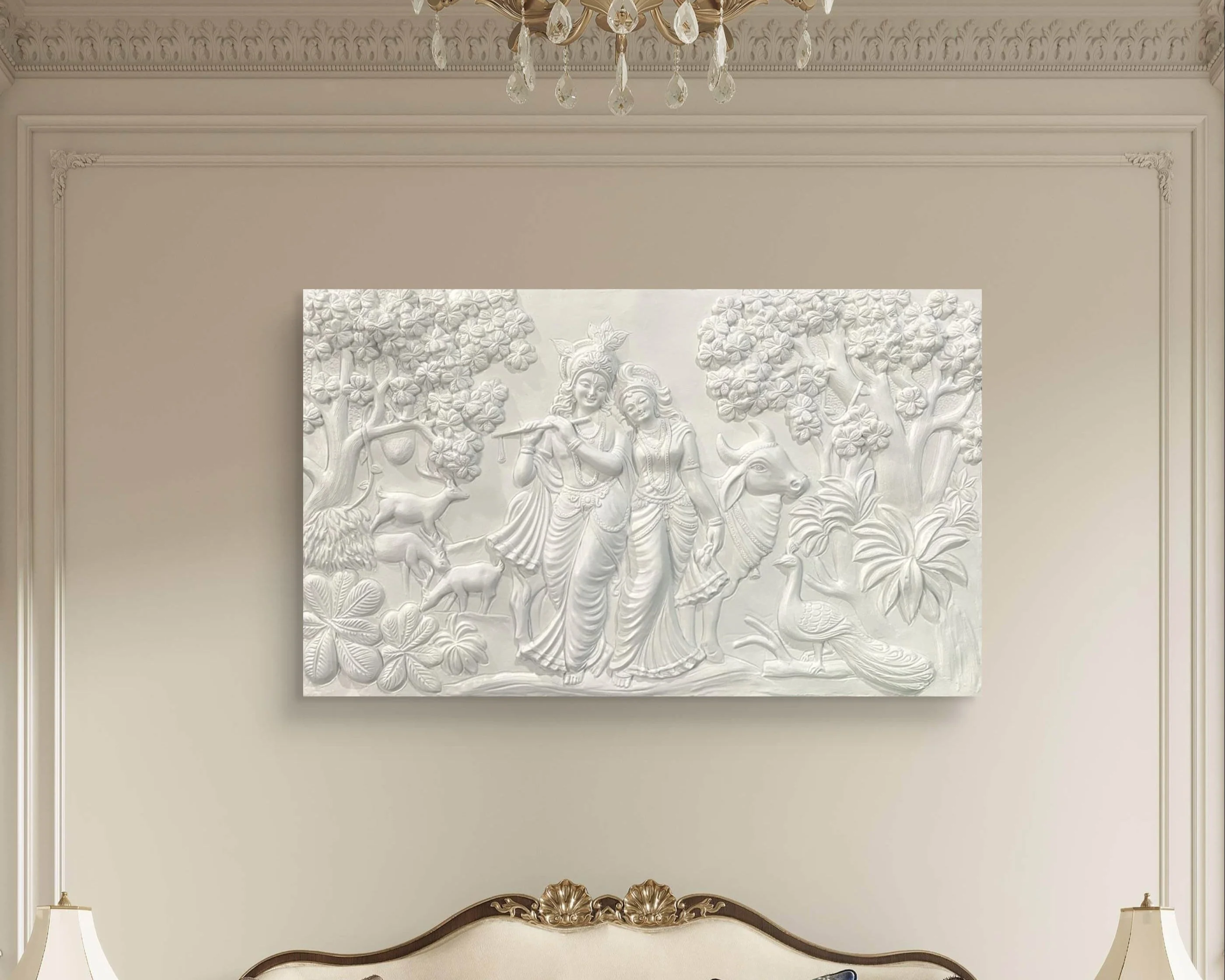 5x3 Feet | Handcrafted Radha Krishna 3D Relief Wall Mural | Divine Wall Art | Large Spiritual Décor - Image 5
