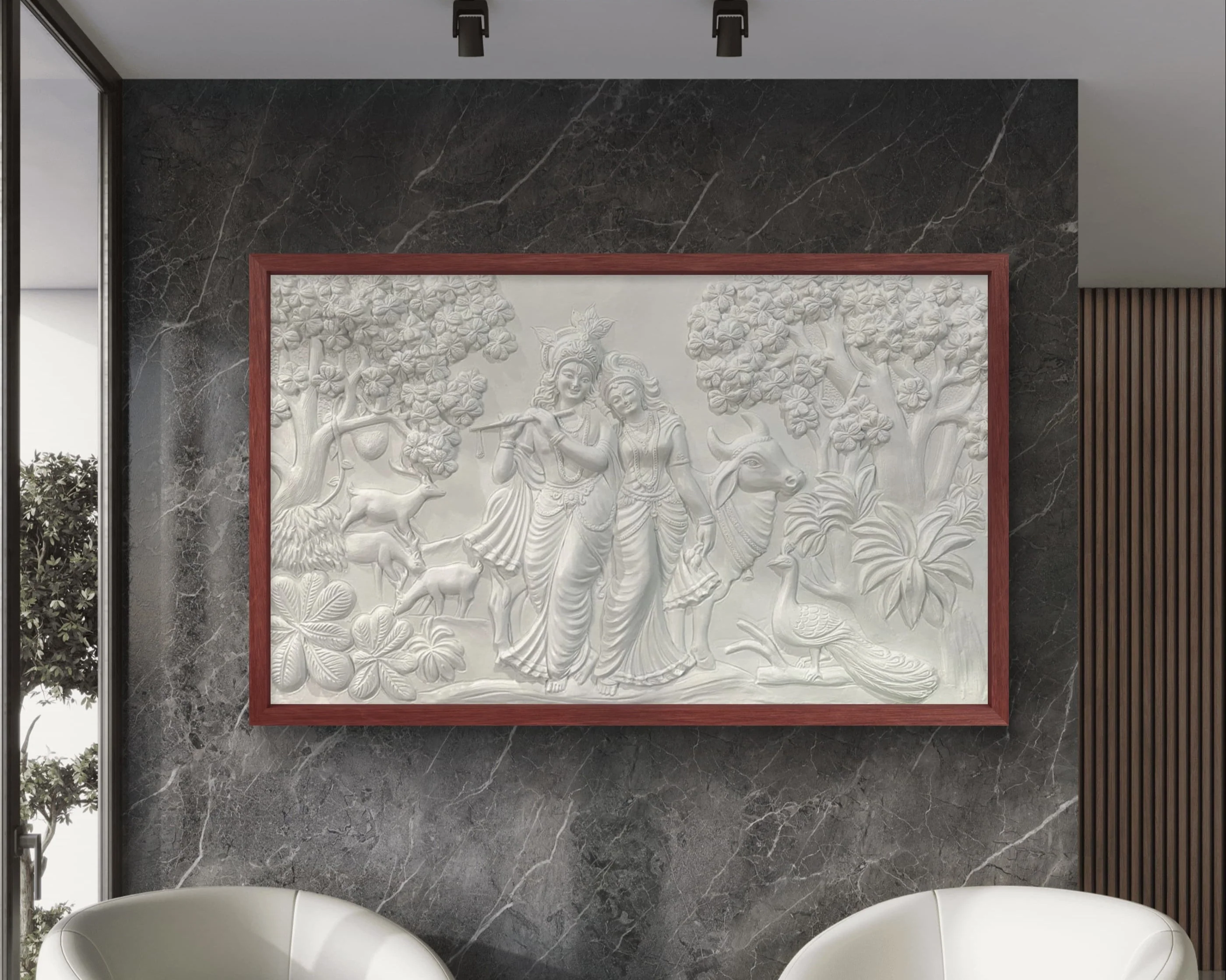 5x3 Feet | Handcrafted Radha Krishna 3D Relief Wall Mural | Divine Wall Art | Large Spiritual Décor - Image 6