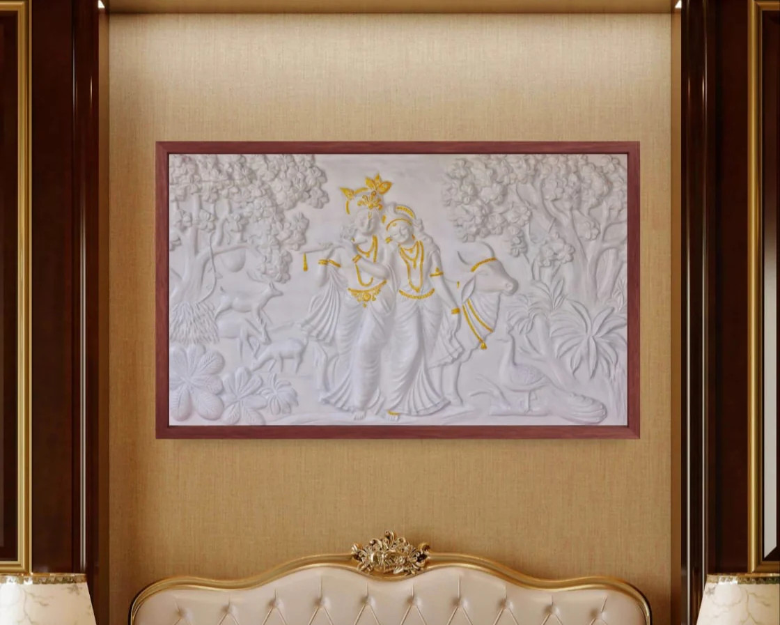 5x3 Feet | Handcrafted Radha Krishna 3D Relief Wall Mural | Divine Wall Art | Large Spiritual Décor - Image 7