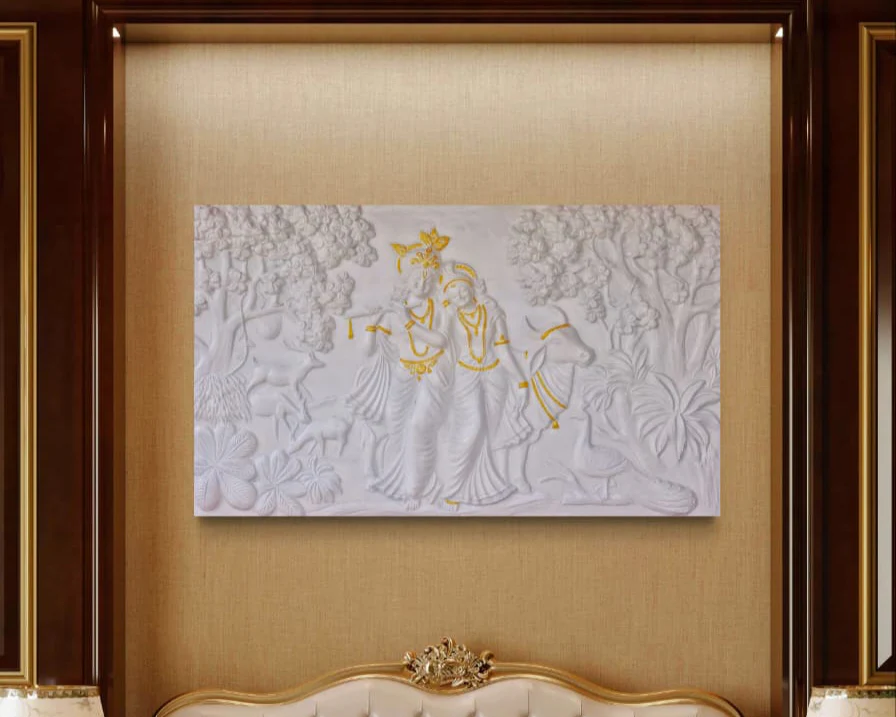 5x3 Feet | Handcrafted Radha Krishna 3D Relief Wall Mural | Divine Wall Art | Large Spiritual Décor - Image 8