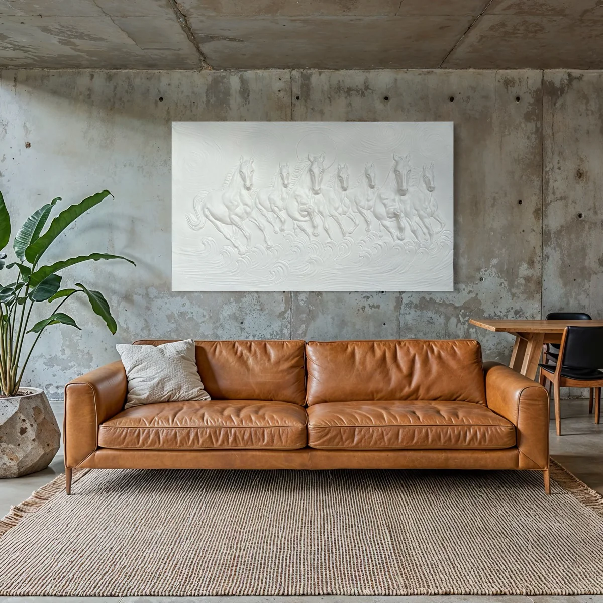 5x3 Feet Left-Moving 7 Horses | 3D Relief Mural (Vastu-Inspired) - Image 7