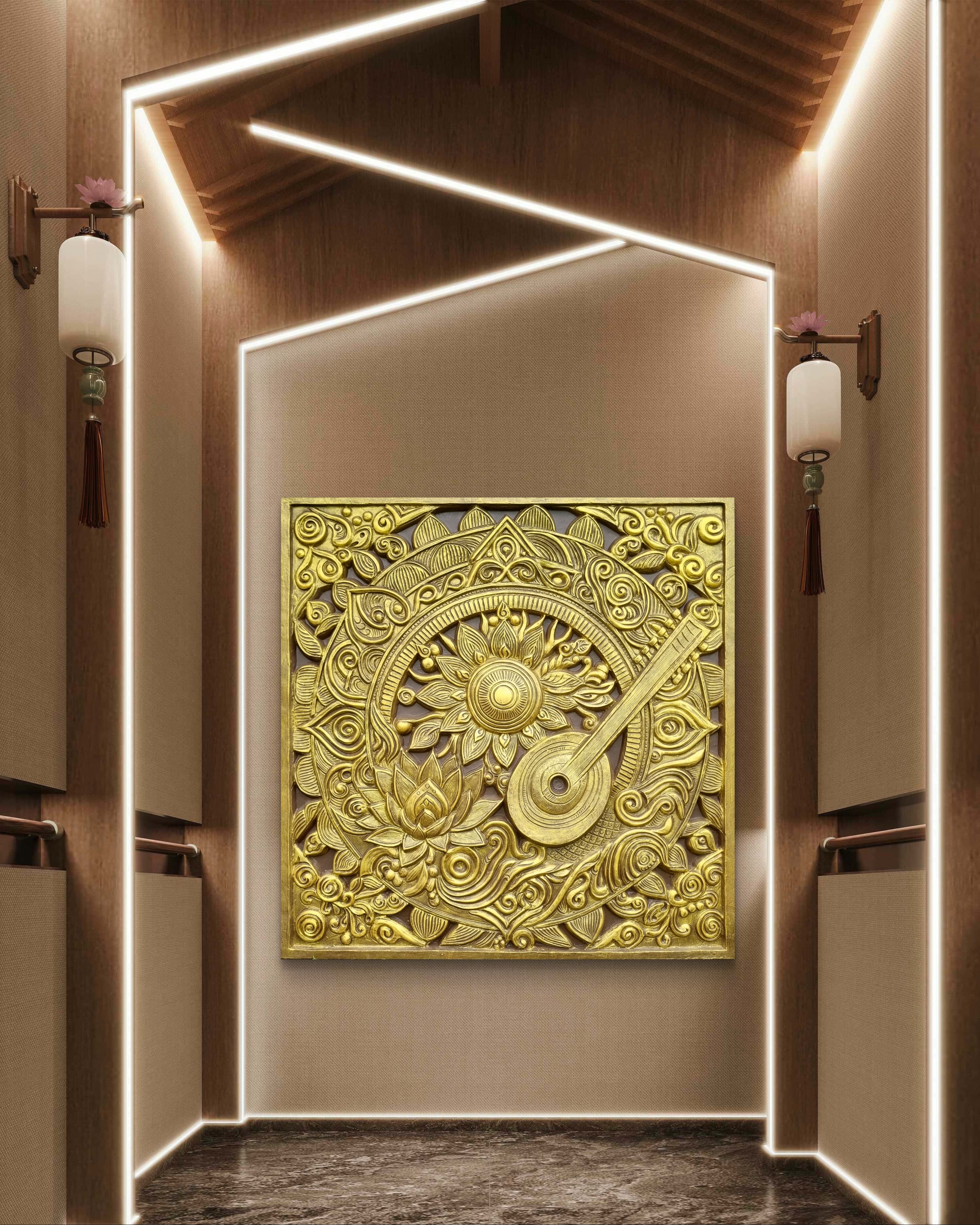 5x5 Feet Blooming Harmony 3D Relief Mural Wall Art | Tanpura Bloom - Image 3