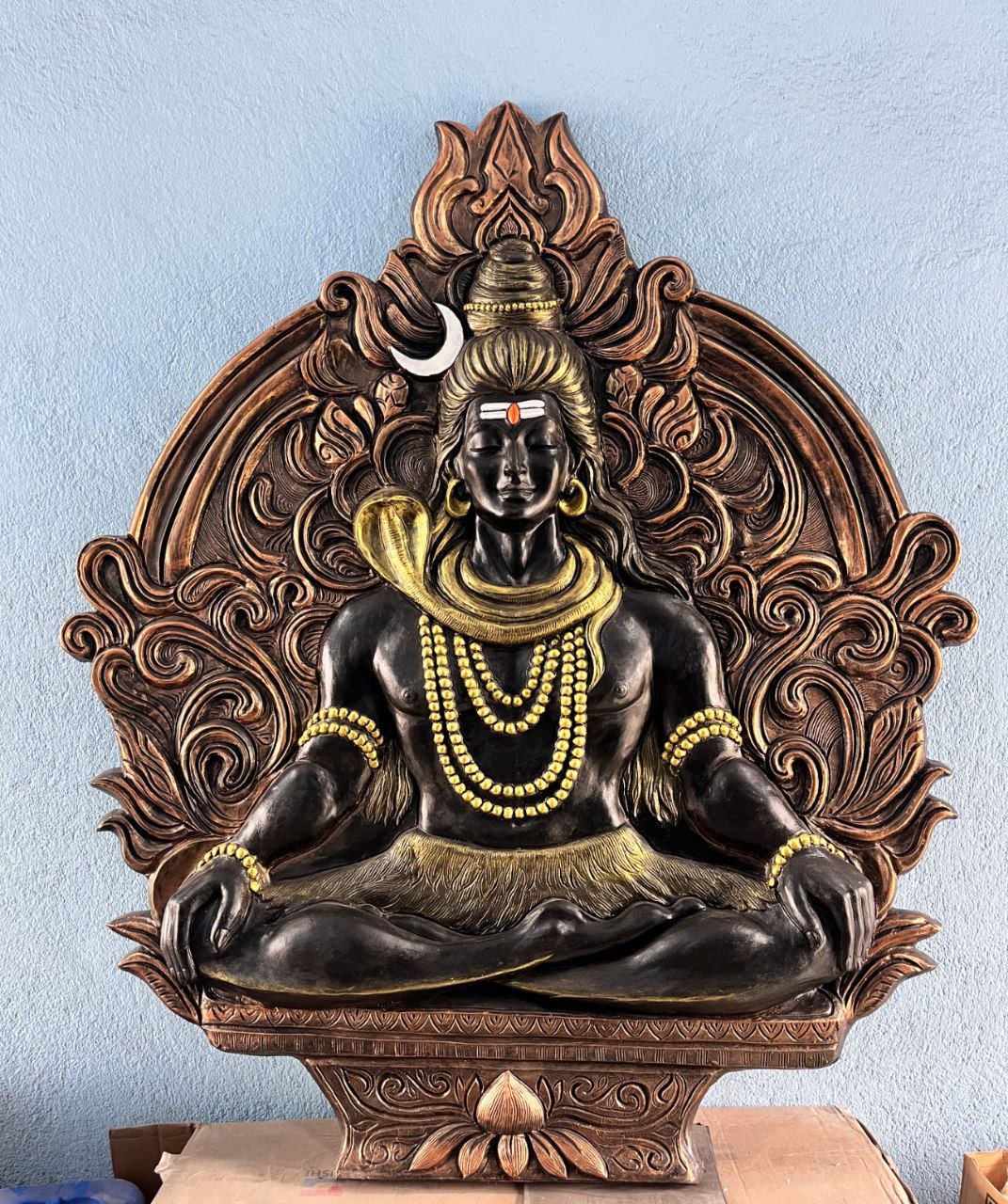 60x52 Inch | Shiva Mahakal 3D Relief Wall Sculpture | Handcrafted Dual-Tone Gold & Bronze Mural Art | Ready-to-Hang Statement Décor for Home & Studio - Image 3