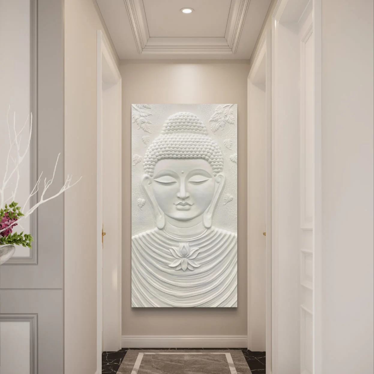 6x3 Feet | Buddha 3D Relief Wall Mural | Meditative Wall Sculpture Art | Gold, Bronze, White & Cream Finishes | Ready-to-Hang Home & Office Décor - Image 3