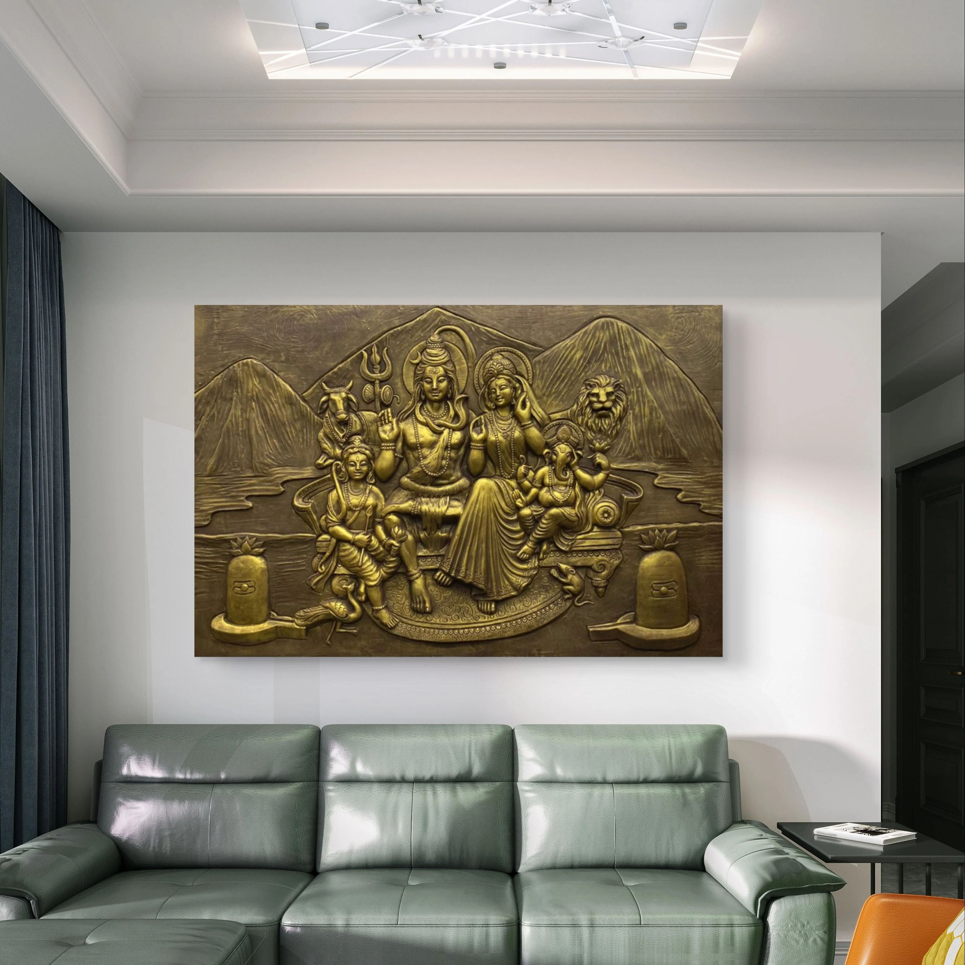 6x4 ft | Shiva Parivar 3D Relief Wall Mural | Handcrafted Wall Sculpture & Artistic Home Décor | Ready-to-Hang - Image 3