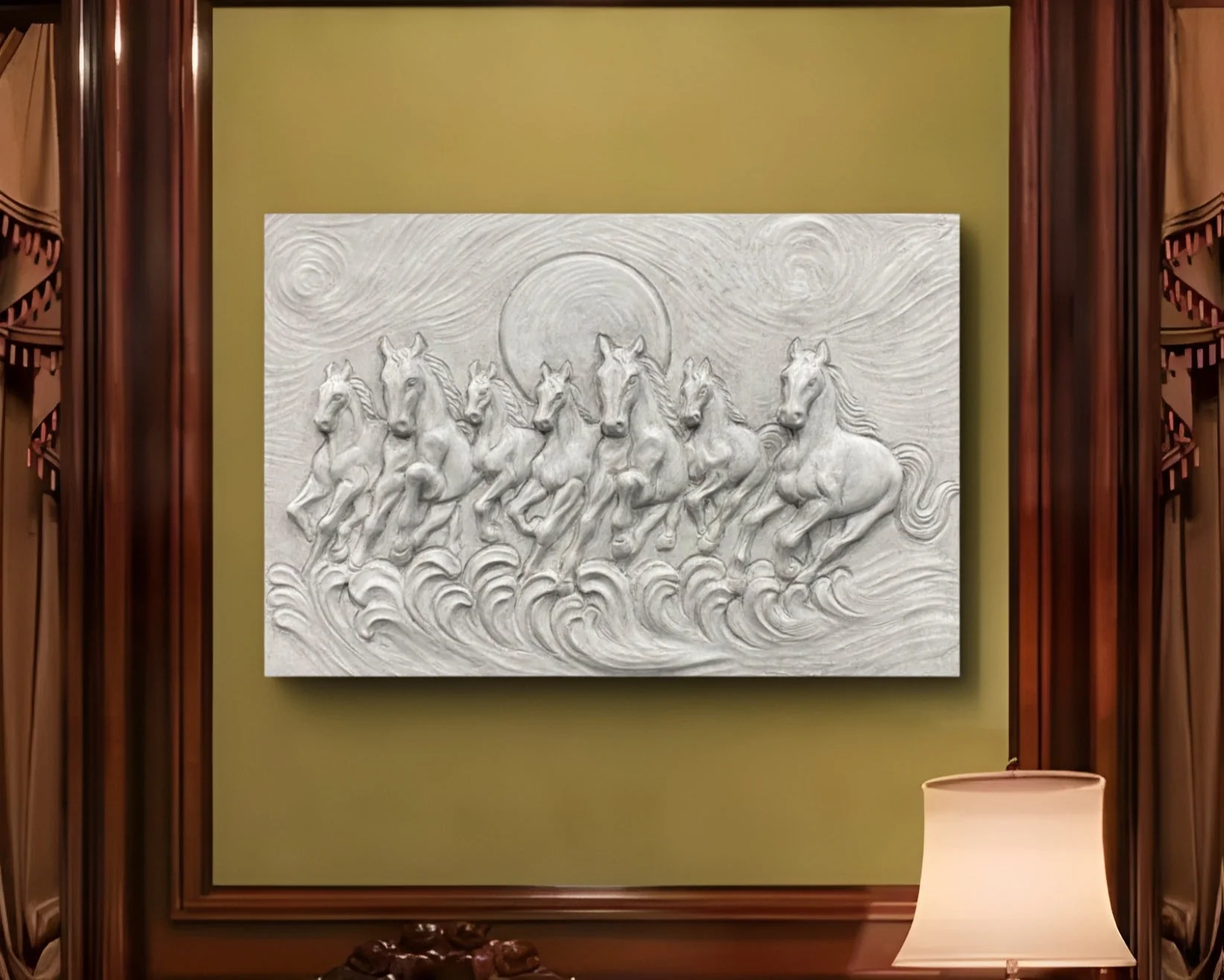Seven Horses 3D Wall Art Sculpture (3 × 2 Feet) - Image 3