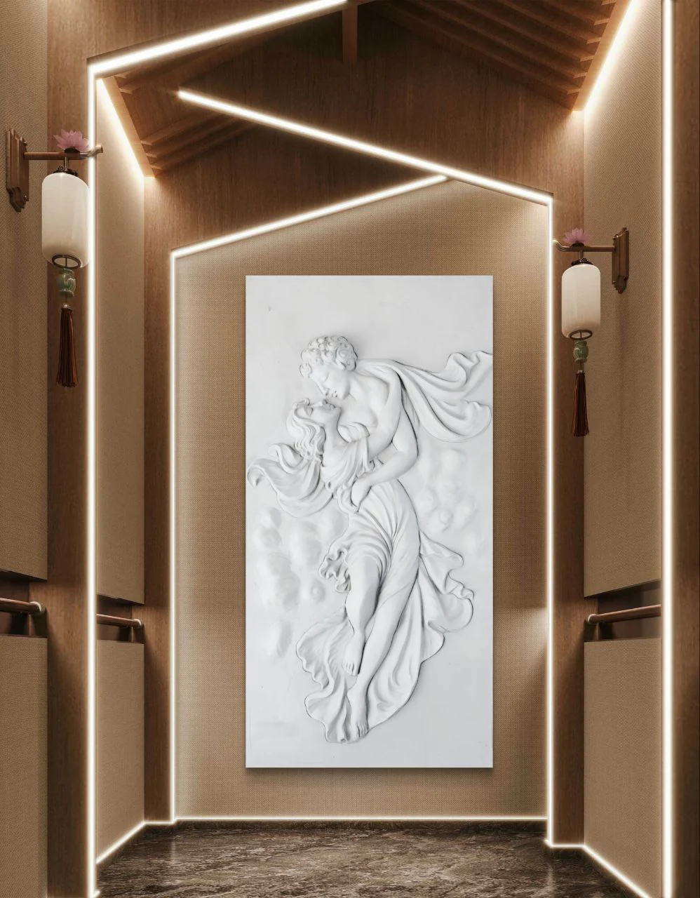 Elegant European Couple 5x3 Feet 3D Mural Wall Art - Timeless Romance in Every Detail - Image 3