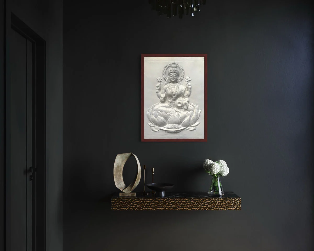 Goddess Lakshmi 3D Wall Art Sculpture (20×15 Inches) - Image 2