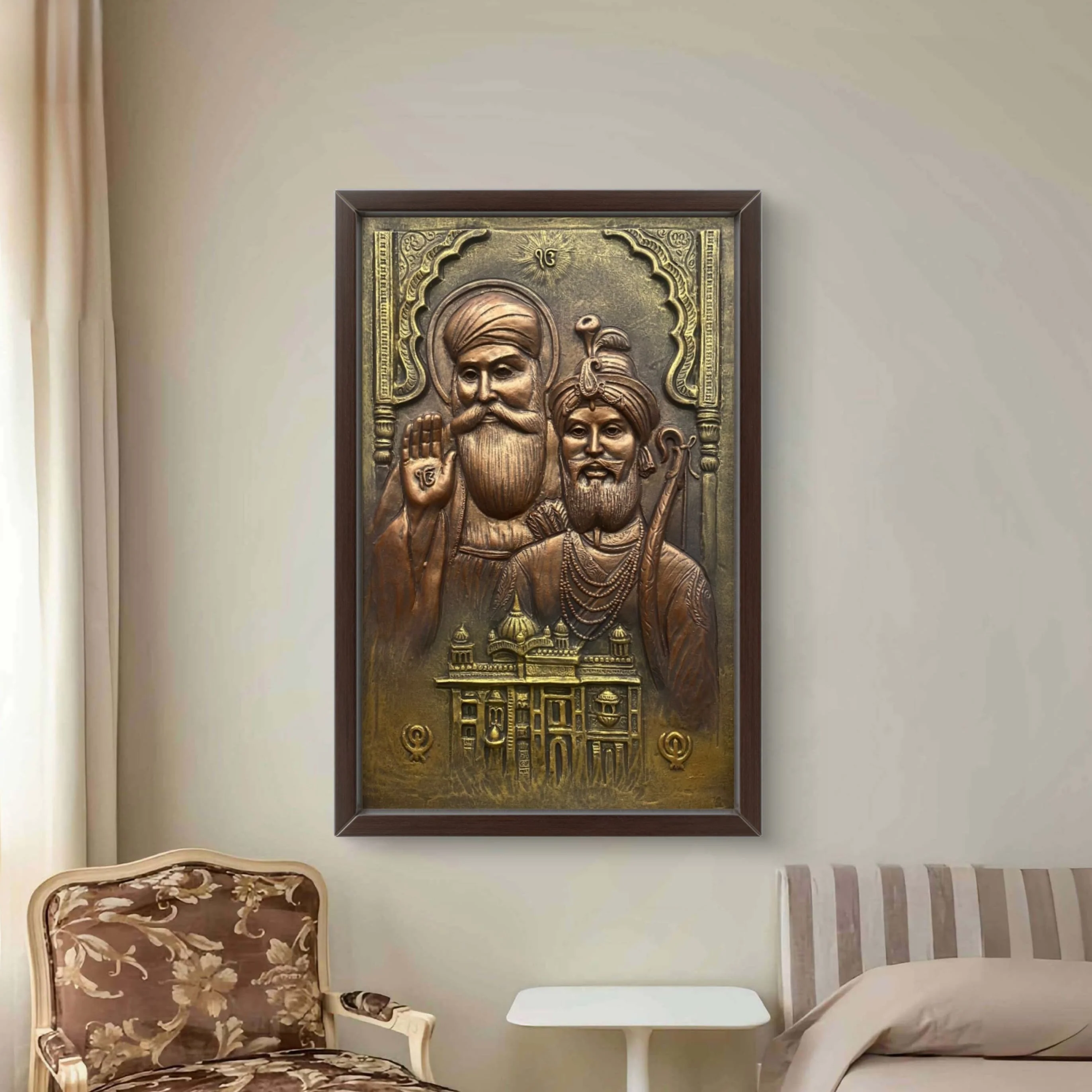 Guru Nanak & Guru Gobind Singh 3D Relief Mural – 3x2 Feet | Sacred Sikh Wall Art - Image 3